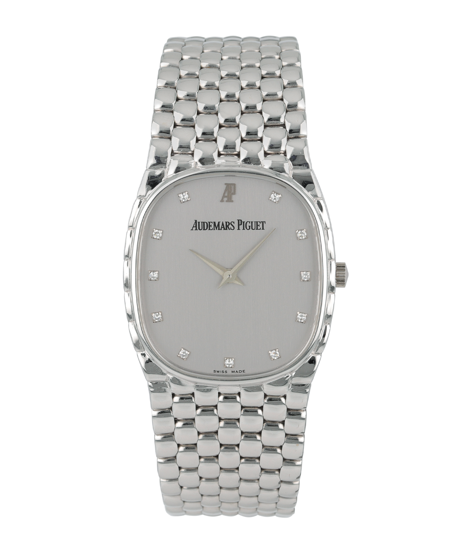 00077_01_853bd3ade2.png Vintage White Gold Diamond Silver Dial 35mm - Image 1