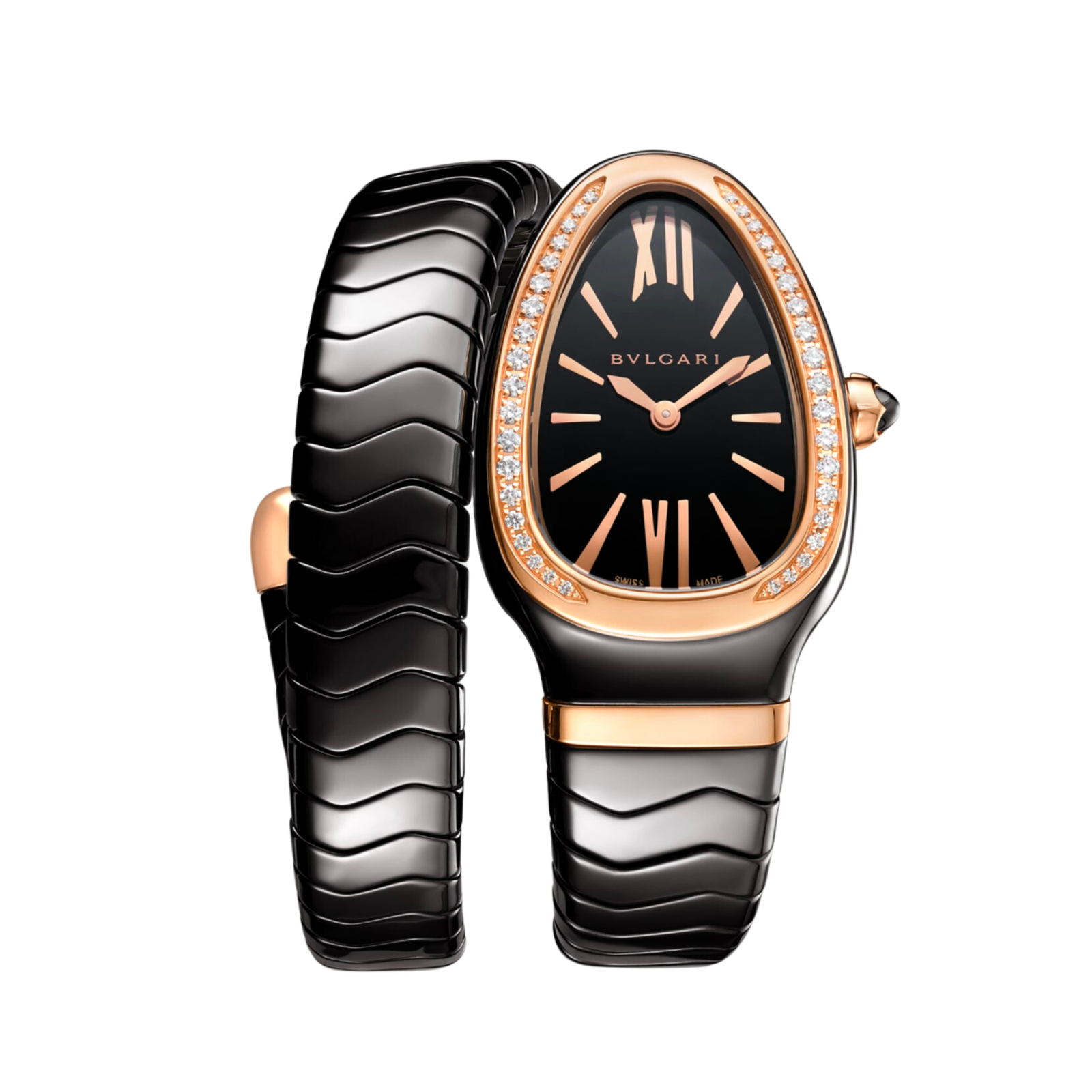 04213274879c2774584208784d6d6ad3.png Serpenti Spiga Rose Gold & Ceramic Diamond Black Dial 35mm - Image 1