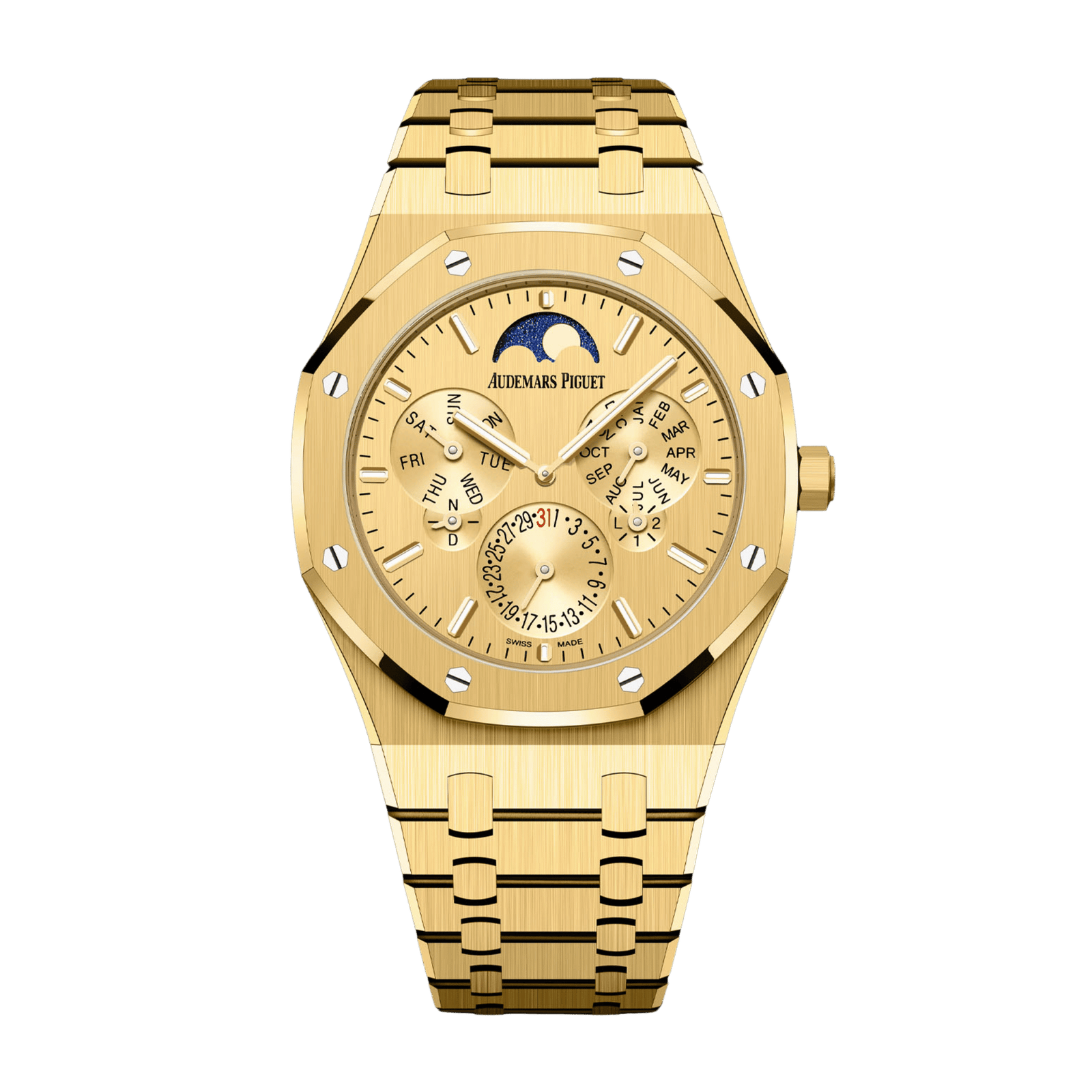048e65b111af36e7564b4f0b0c74fdb2.png Royal Oak Perpetual Calendar Ultra-Thin Limited Edition Yellow Gold Gold Dial 41mm - Image 1