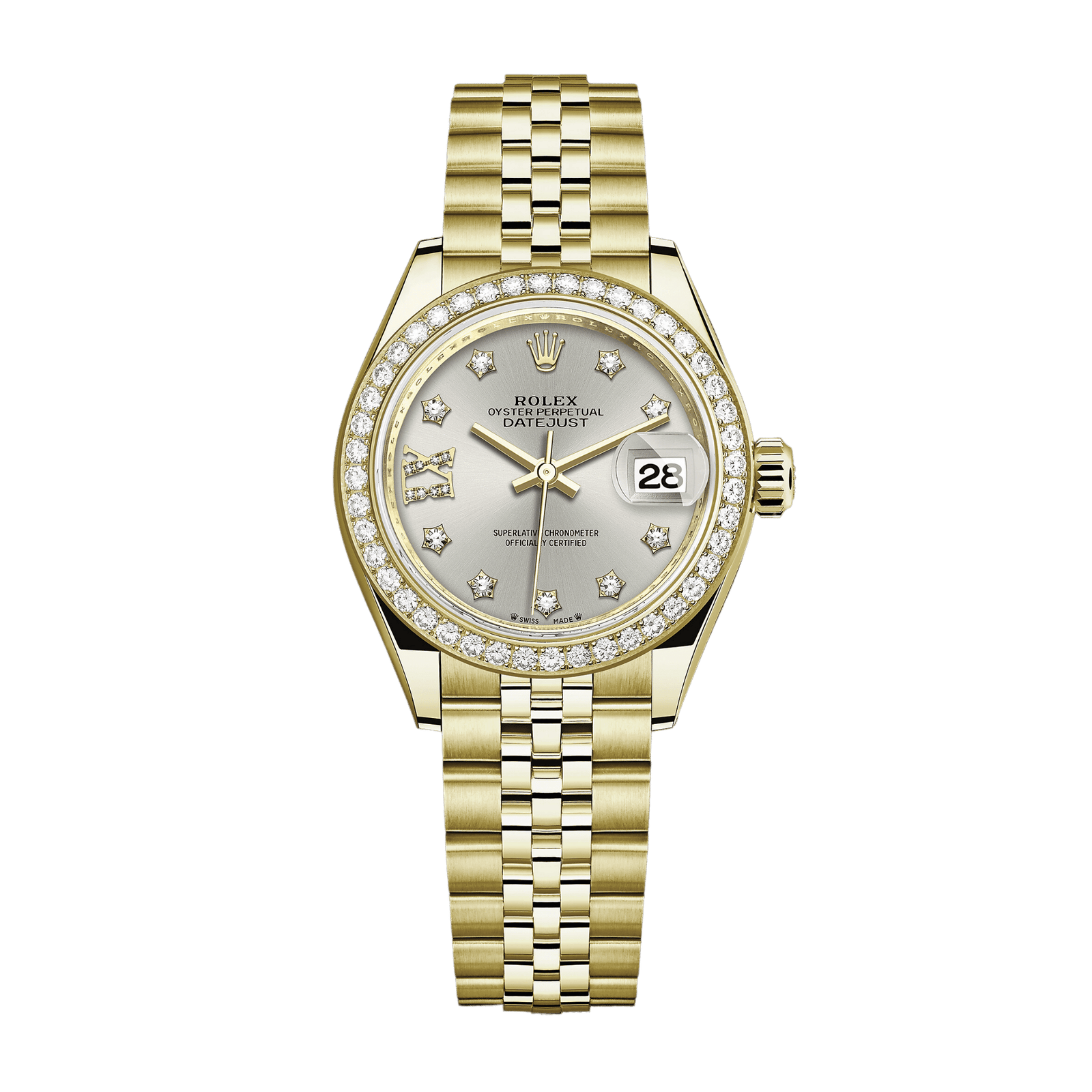 0613db746666a9f462451de6f7a94851.png Lady-Datejust Yellow Gold Diamond Jubilee Silver Dial 28mm - Image 1