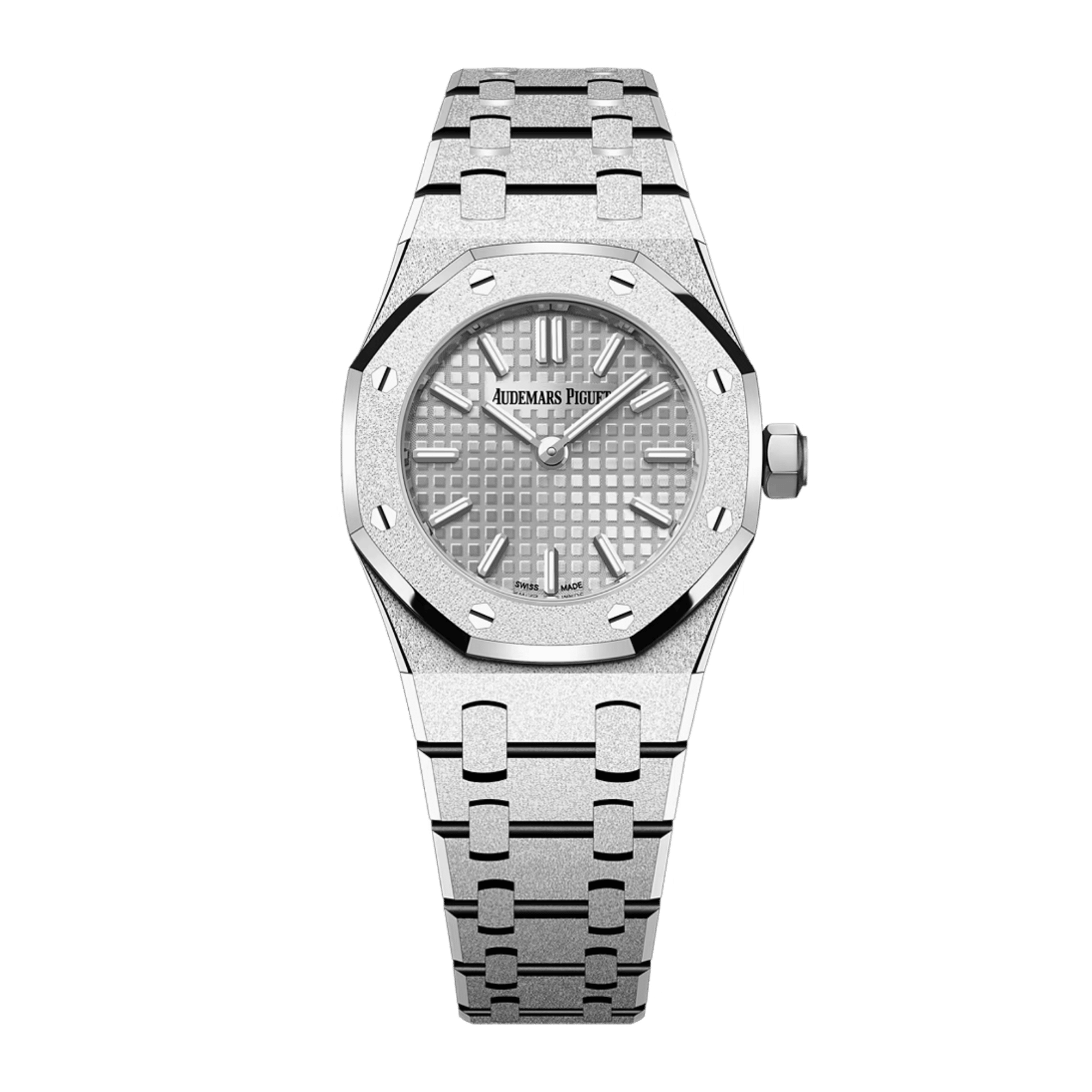 06e8bbbc5f5d0ccc6900dcb4e24f0f9d.png Royal Oak Mini Frosted White Gold Silver Dial 23mm - Image 1