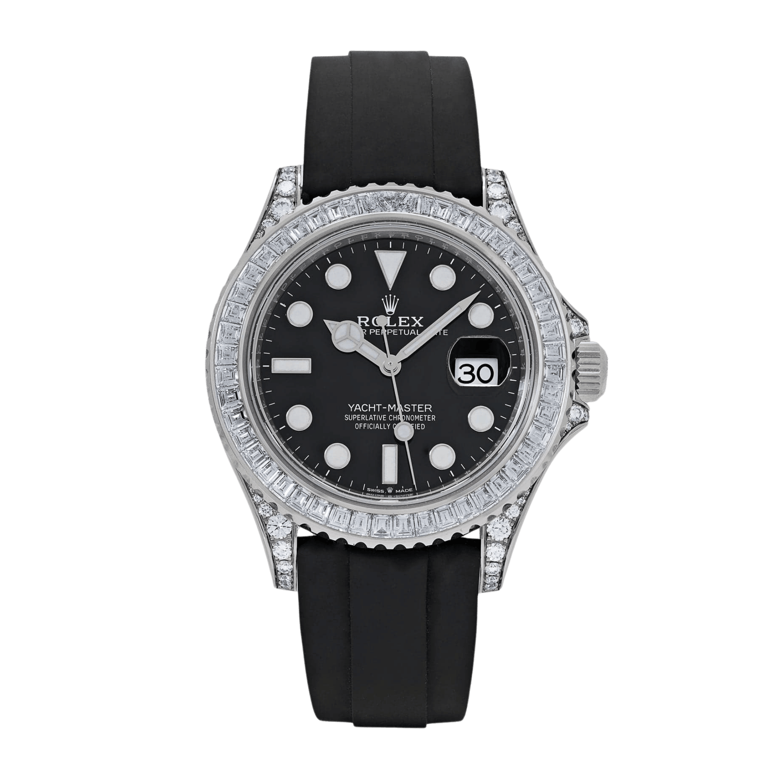 084703f73ba620ee7c87afed1b64dba4.png Yacht-Master White Gold Diamond Black Dial 40mm - Image 1