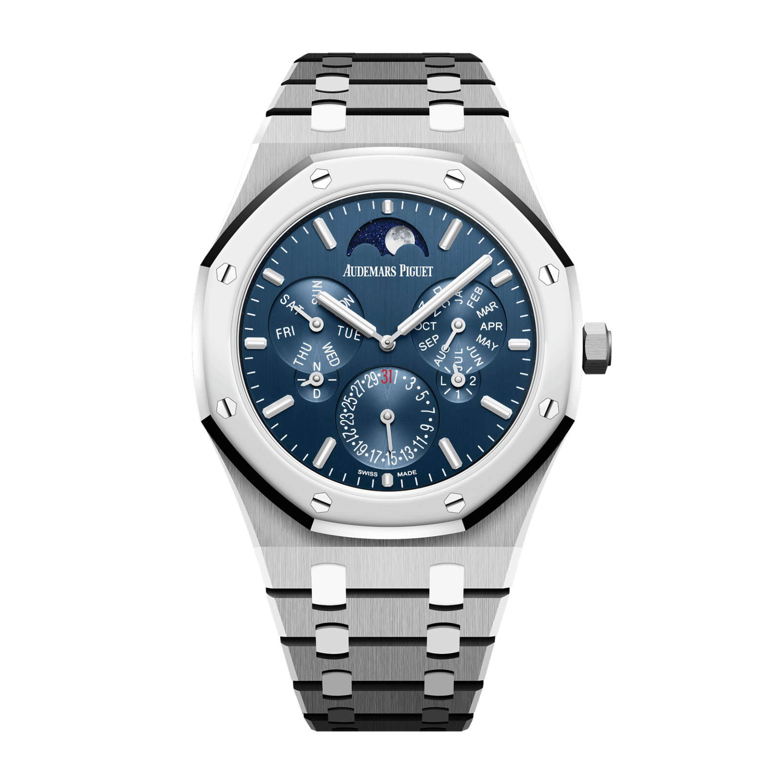 08709236a2075504c5bd56e0d22f706d.png Royal Oak Perpetual Calendar Ultra-Thin Platinum & Titanium Blue Dial 41mm - Image 1