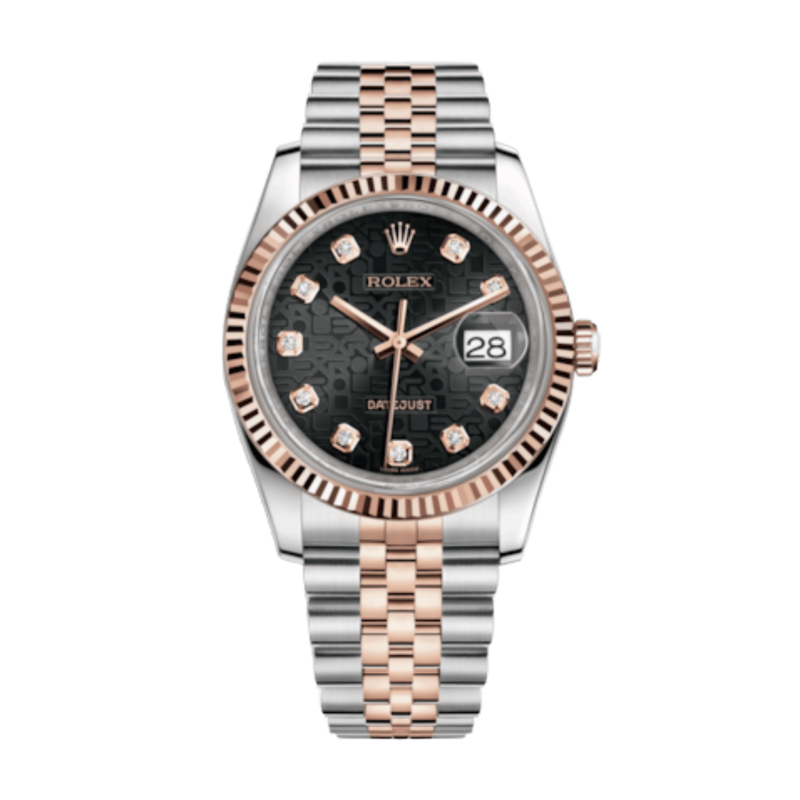 0aadbbd14363b2975b7e427d74744a4d.png Datejust Rose Gold & Steel Black Dial 36mm - Image 1