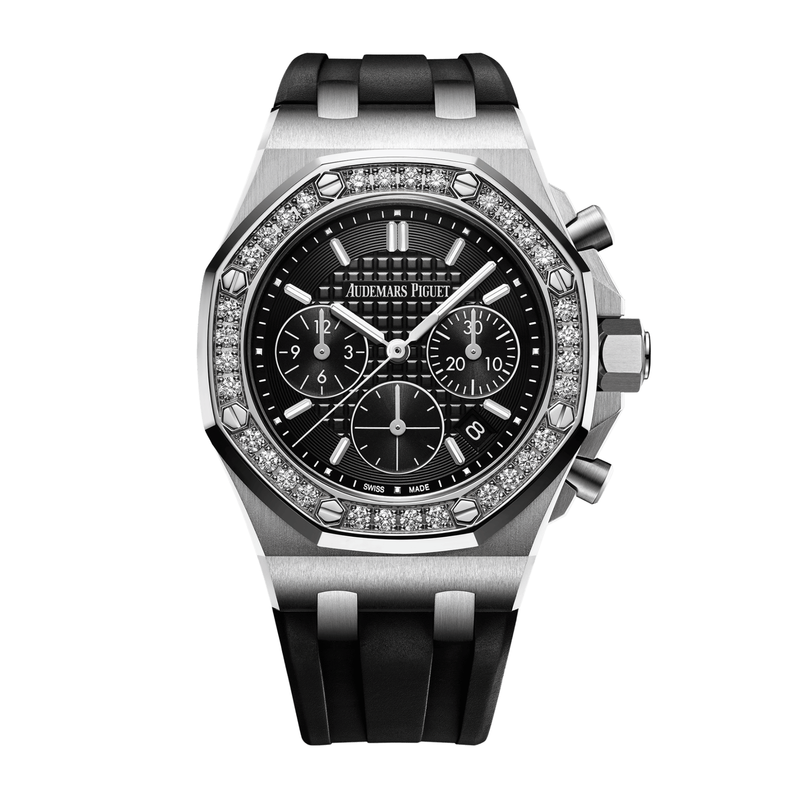 0b26217859f14b284880f9132ad5da22.png Royal Oak Offshore Lady Chronograph Steel Diamond Black Dial 37mm - Image 1
