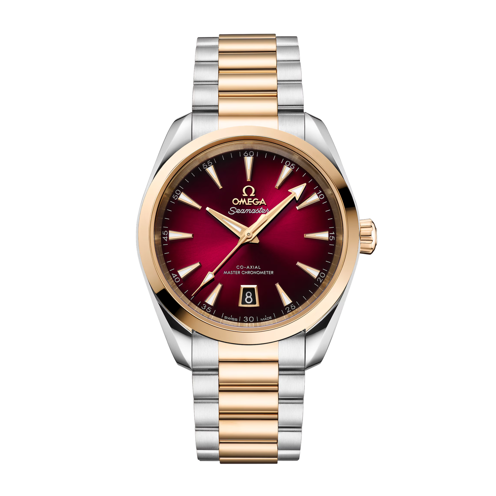 0dacc88f7f336850944accebd853e4fc.png Aqua Terra Yellow Gold & Steel Red Dial 38mm - Image 1