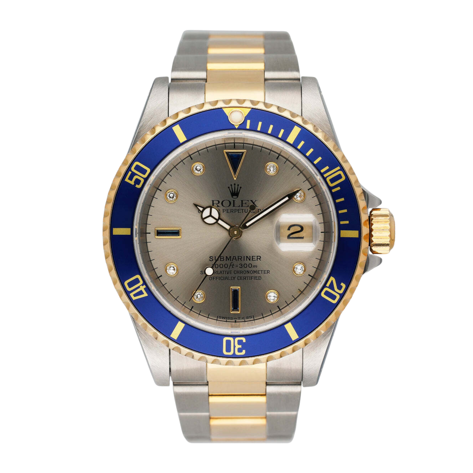 125d596d1ecdfa6f48bd2c2eb8cc7228.png Submariner Date "Serti Silver" Yellow Gold & Steel Silver Dial 40mm - Image 1
