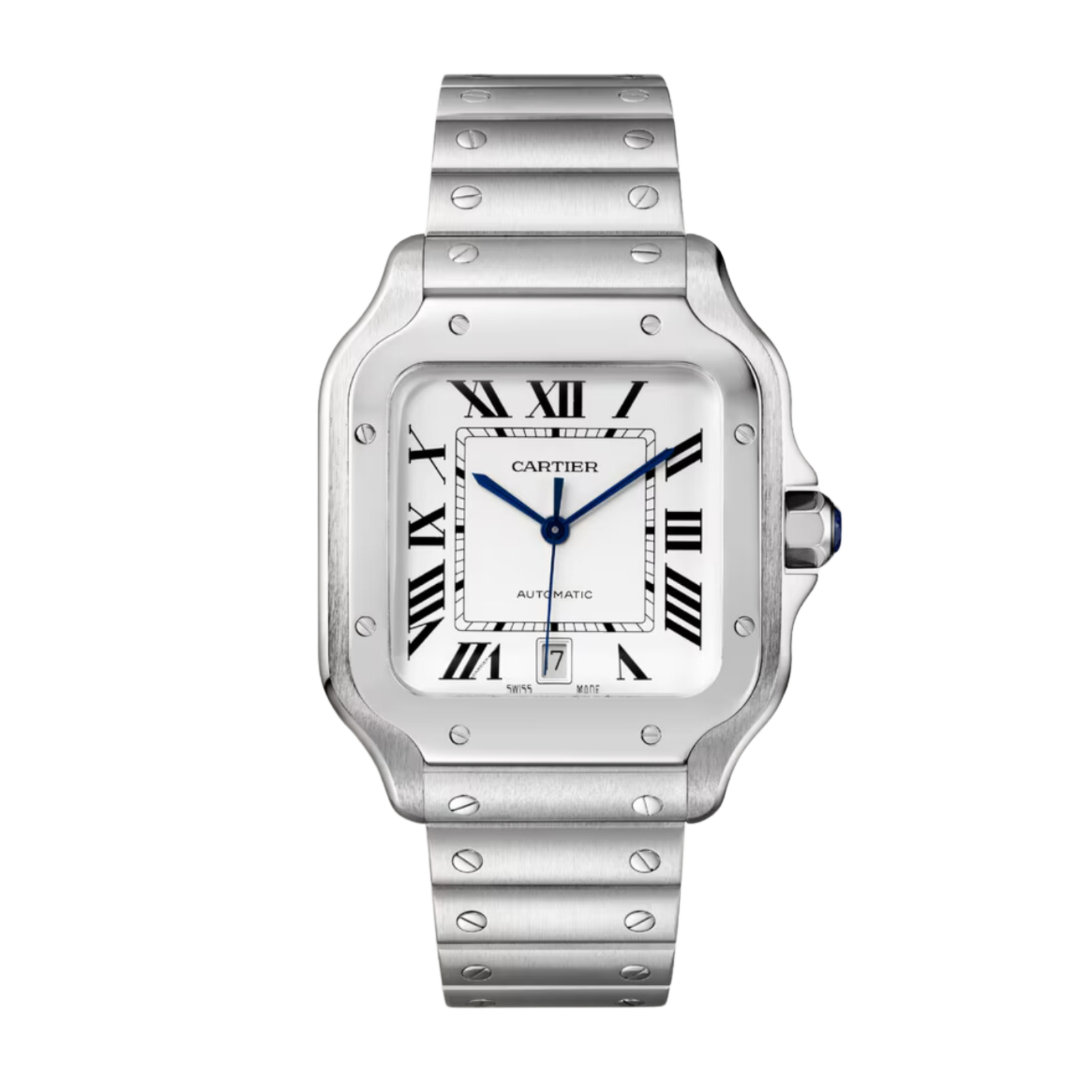 149759856b8eb5c7e580a31a023d7f0c.png Santos de Cartier Steel Silver Dial 39mm - Image 1