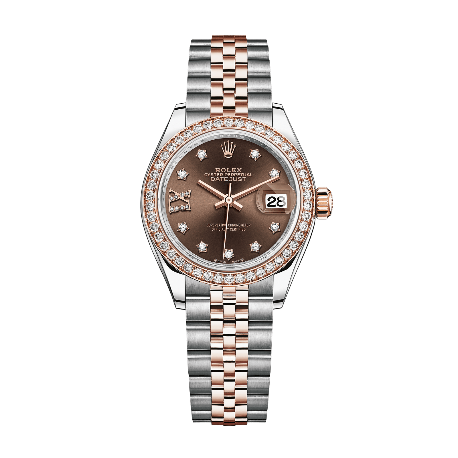 14bc16b1713a3eb03d3bcc828872418f.png Lady-Datejust Rose Gold & Steel Diamond Jubilee Brown Dial 28mm - Image 1