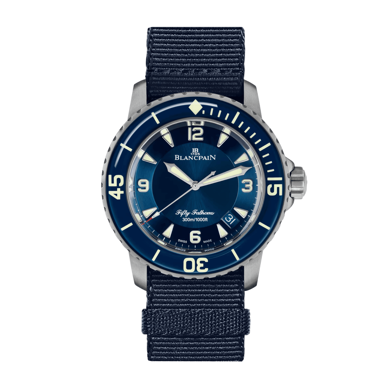 14d81864d0531d9910e0ff0e68e8103a.png Fifty Fathoms Automatique Titanium Blue Dial 45mm - Image 1