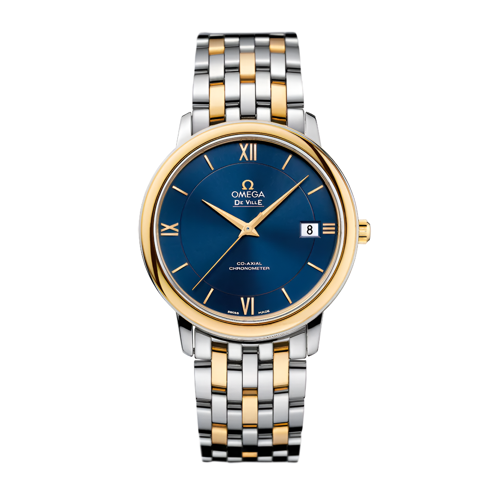 17e889f0bad26012c9a4424ef1ff4109.png De Ville Prestige Yellow Gold & Steel Blue Dial 36mm - Image 1