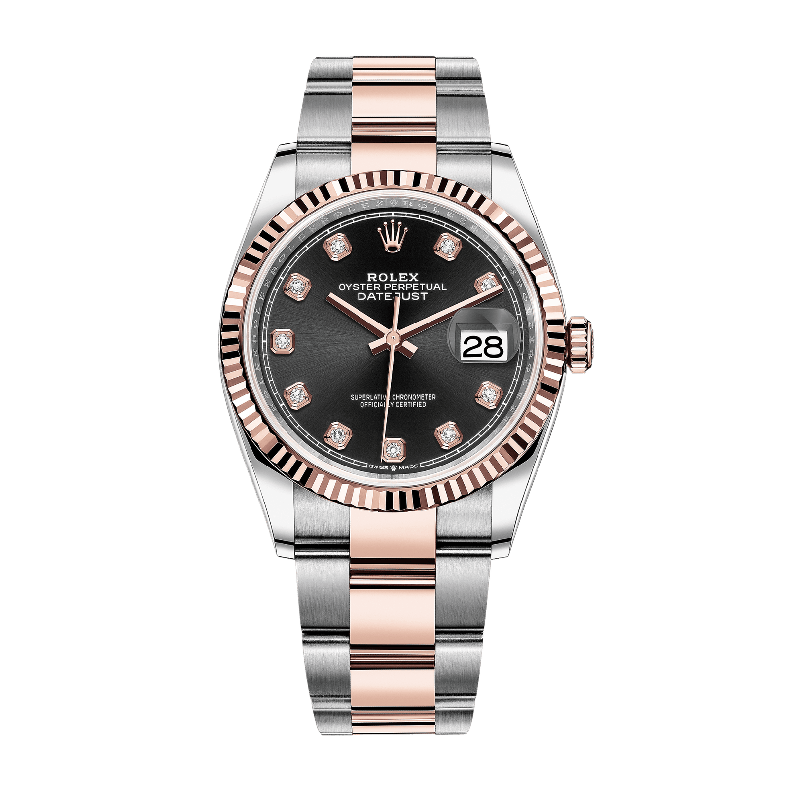 17ff45f1890ea0b3561d2f5b2deff46f.png Datejust Rose Gold & Steel Black Dial 36mm - Image 1