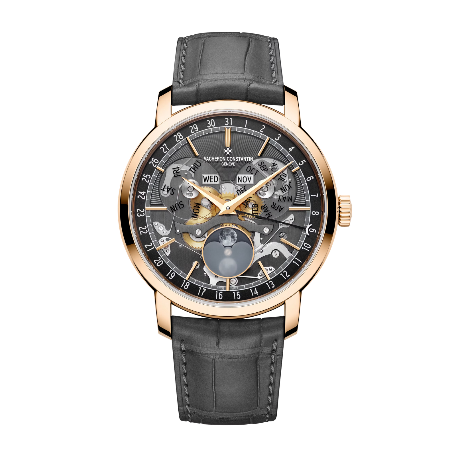 1afea3a05747a8e2823a01703743a072.png Traditionnelle Complete Calendar Openface Rose Gold 41mm - Image 1