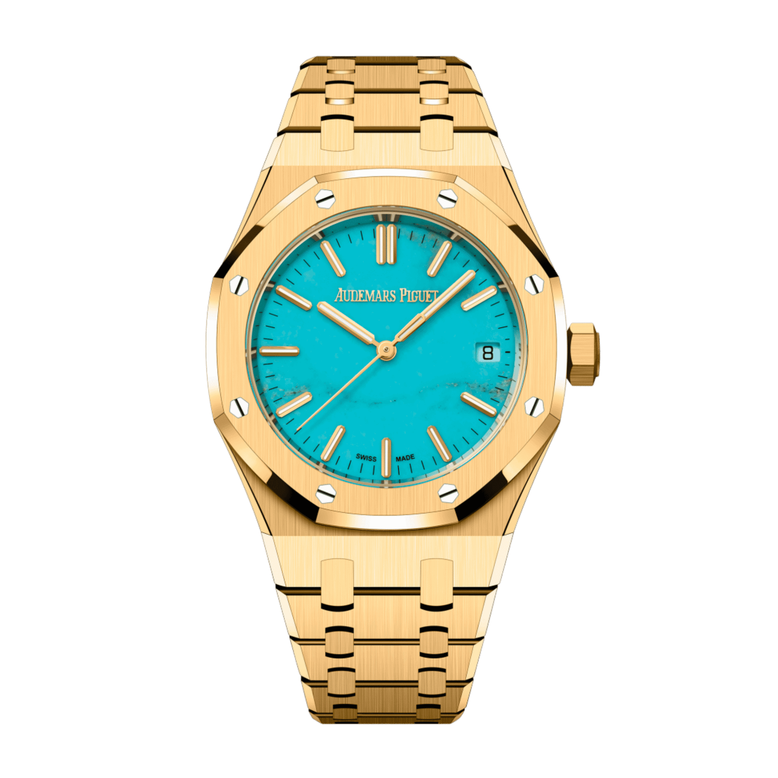 1c27aa961340695ec69f186b1138d32a.png Royal Oak Yellow Gold Turquoise Dial 37mm - Image 1