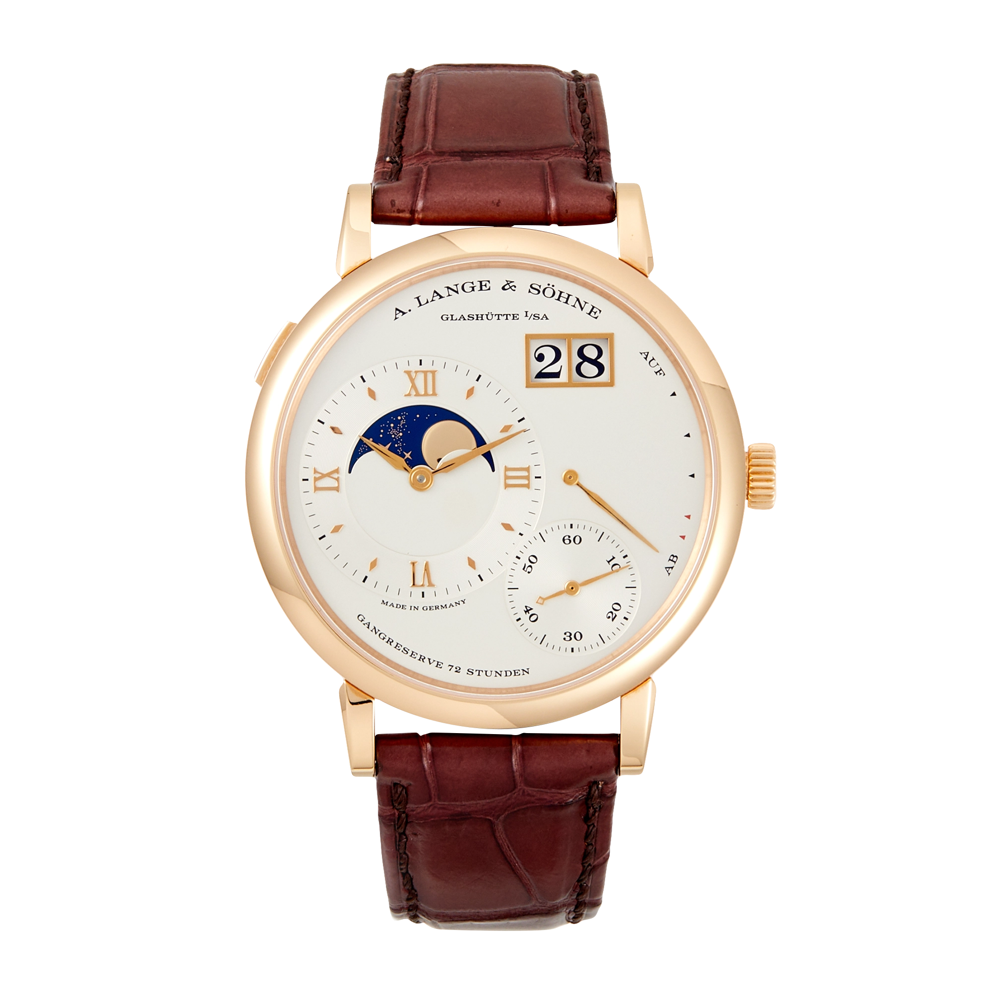 1c7be6b88e80b4bc2882dd4607d0b77b.webp Grand Lange 1 Grand Moon Phase Rose Gold Silver Dial 41mm - Image 1