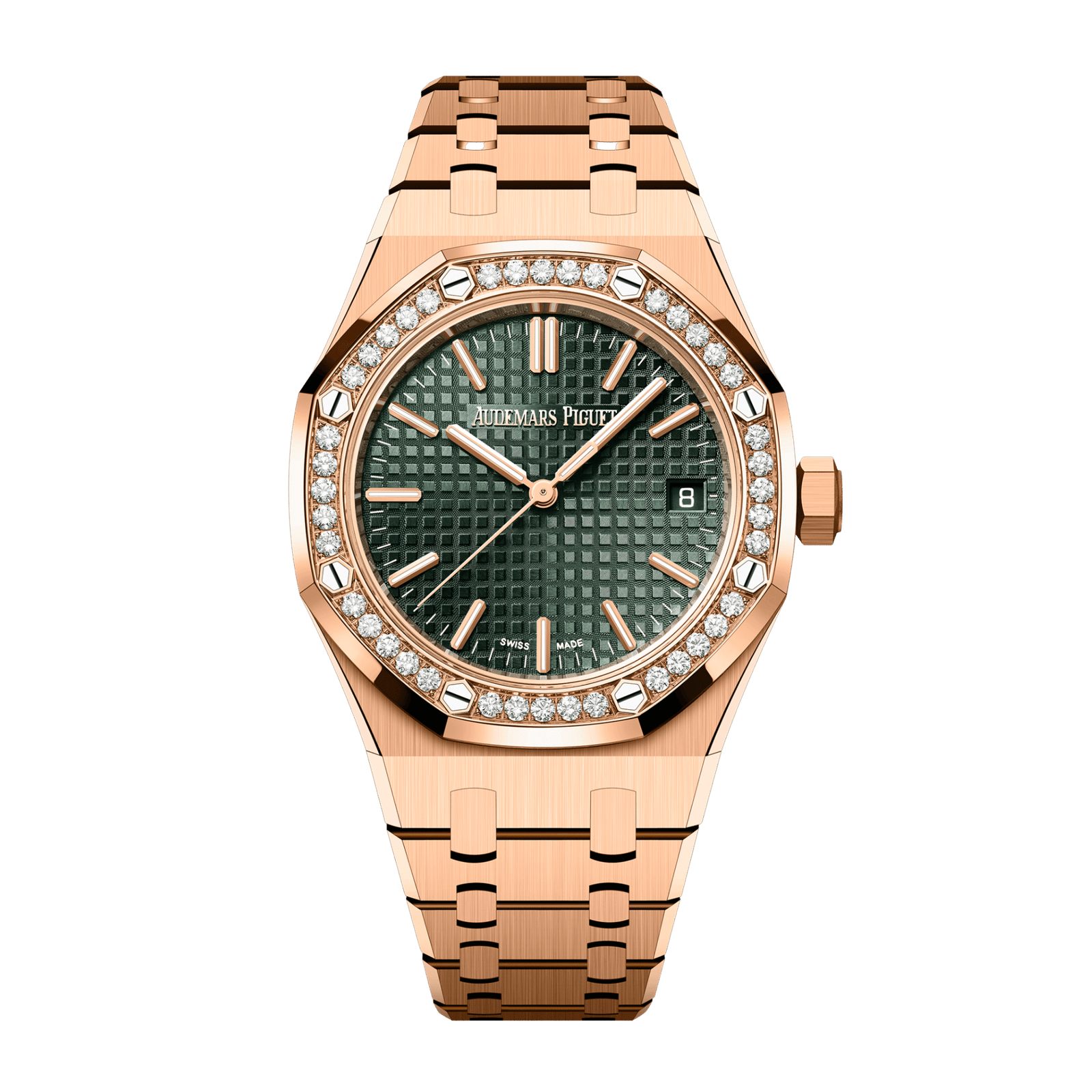 2076d6d78724452d421d3530aa65d234.png Royal Oak Rose Gold Diamond Green Dial 37mm - Image 1