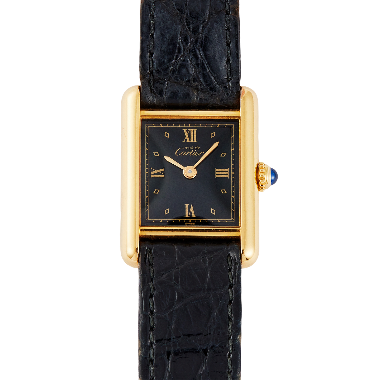 211e1beb07c22107a14b5ff610417854.png Tank Vermeil Gold Plated Black Dial 20mm - Image 1
