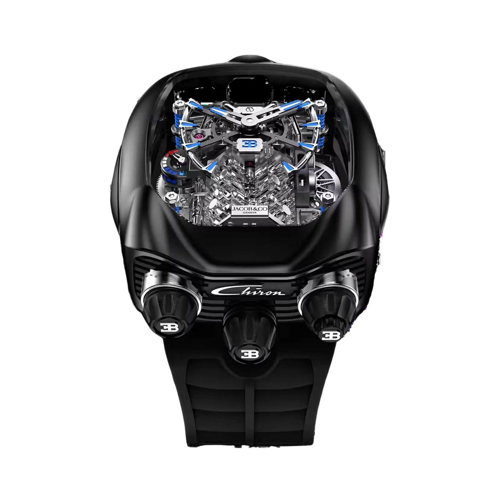 26b7217a726e2818e248f5cfcfc8e135.png Bugatti Chiron Tourbillon Titanium Skeleton Dial 55mm - Image 1