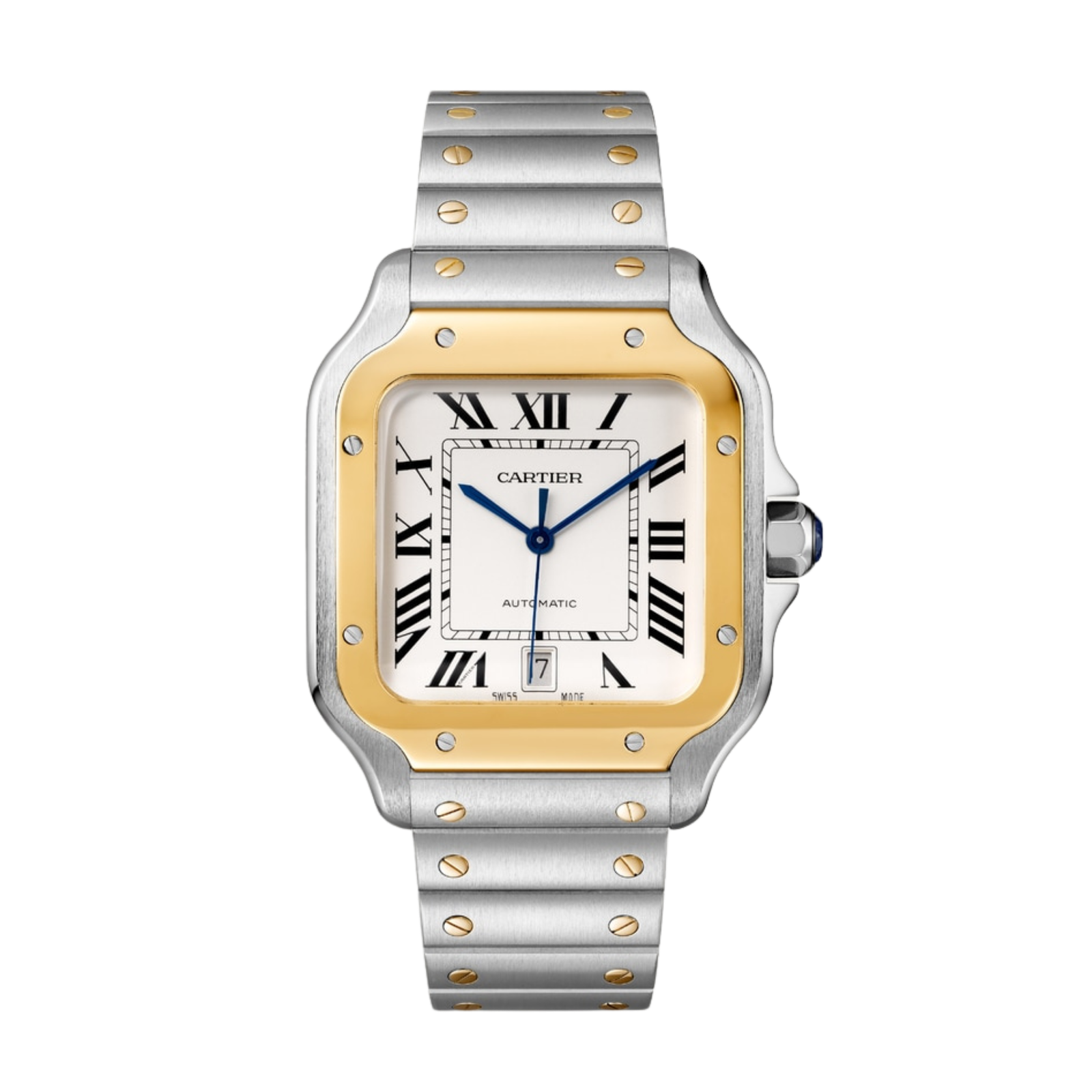 294cf520e105ef7a633dede67628d45d.png Santos de Cartier Yellow Gold & Steel White Dial 39mm - Image 1