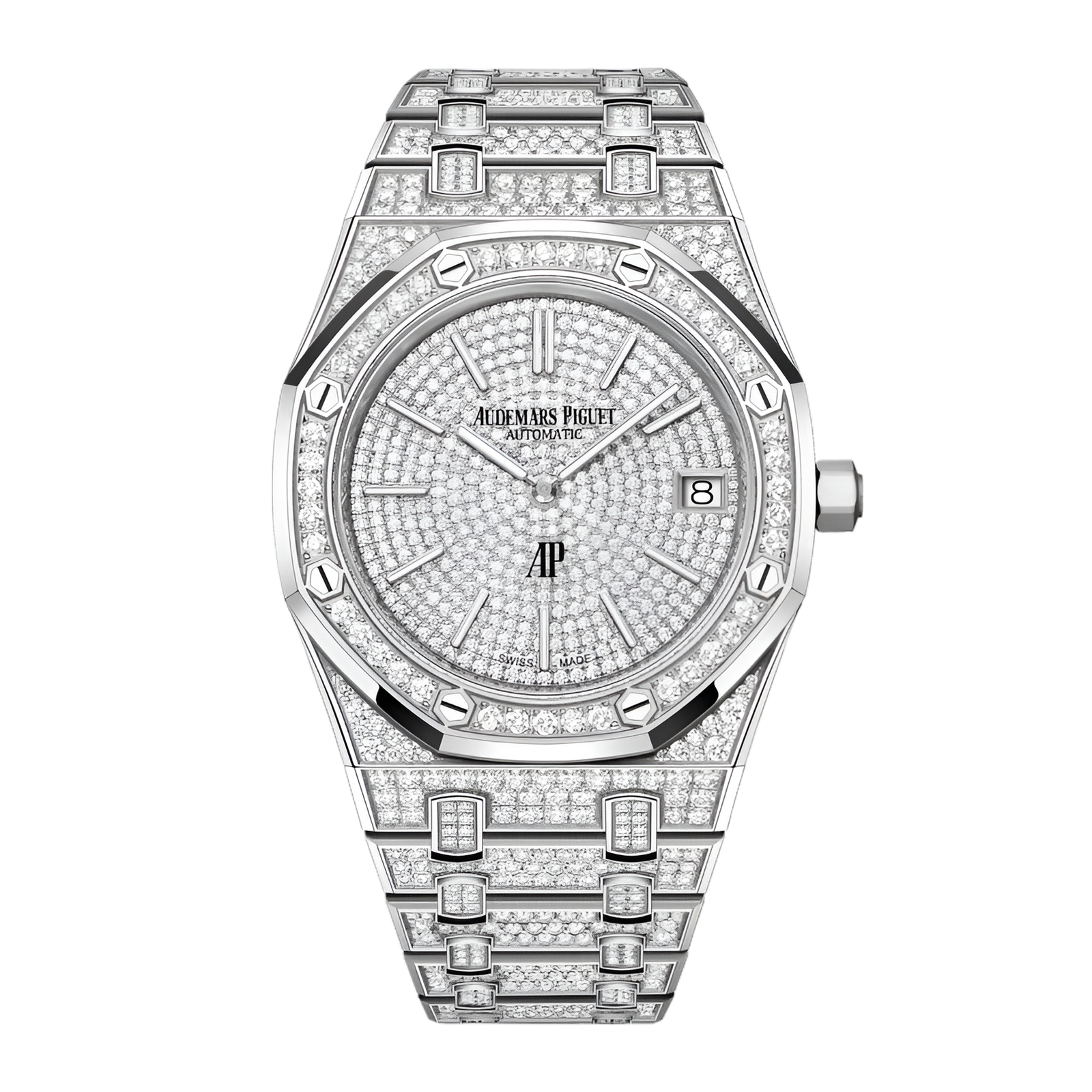 294efd50578c148f83b8f0d20fd32535.png Royal Oak "Jumbo" Extra-Thin White Gold Diamond Pave Dial 39mm - Image 1