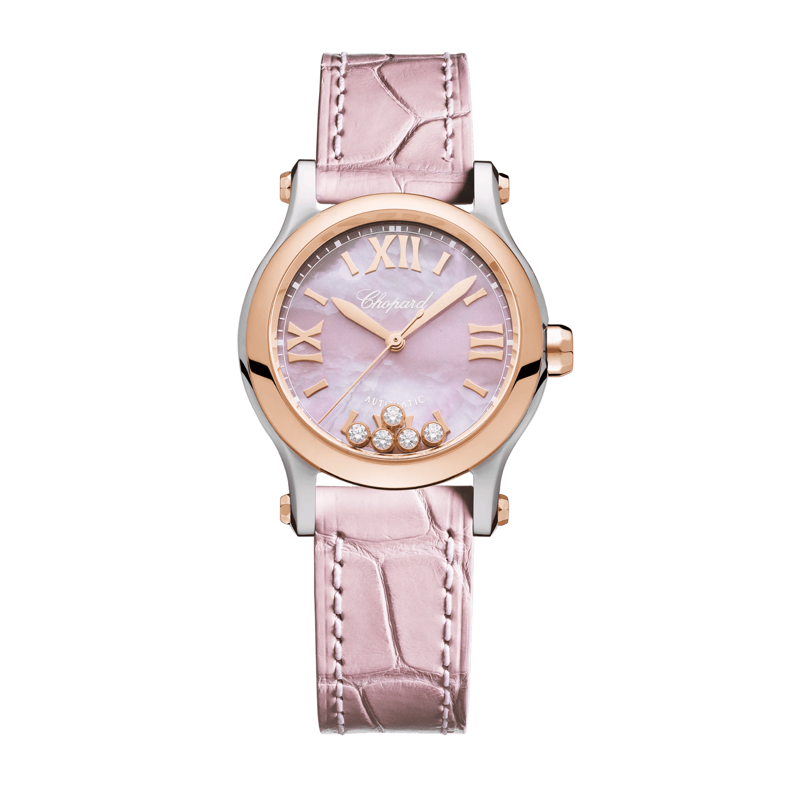 2b3fd1306a1ee7f10b18edef9201b764.png Happy Sport Rose Gold & Steel Pink Dial 30mm - Image 1