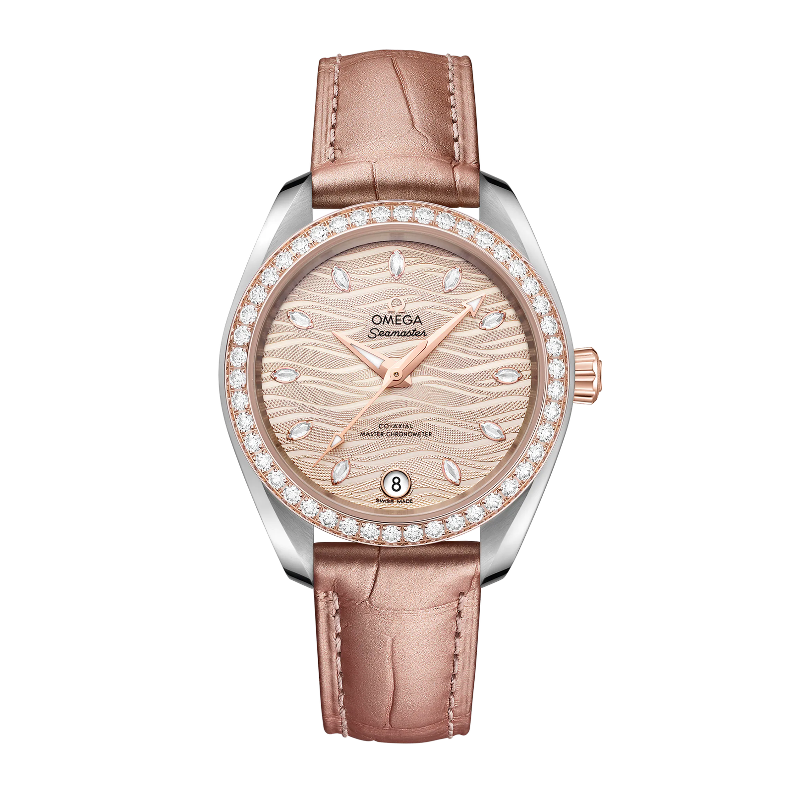 2bb303bcffc329f6aef6dd2682d55c2e.png Aqua Terra Rose Gold & Steel Diamond Grey Dial 34mm - Image 1