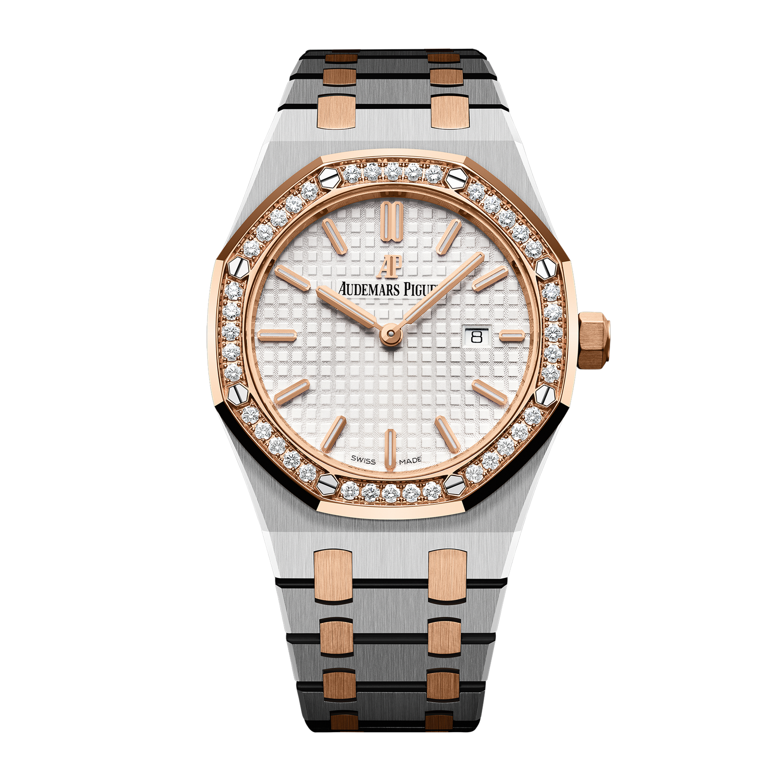 2c1d0db9590c21e3d9c92203d8f759e7.png Royal Oak Rose Gold & Steel Diamond Silver Dial 33mm - Image 1
