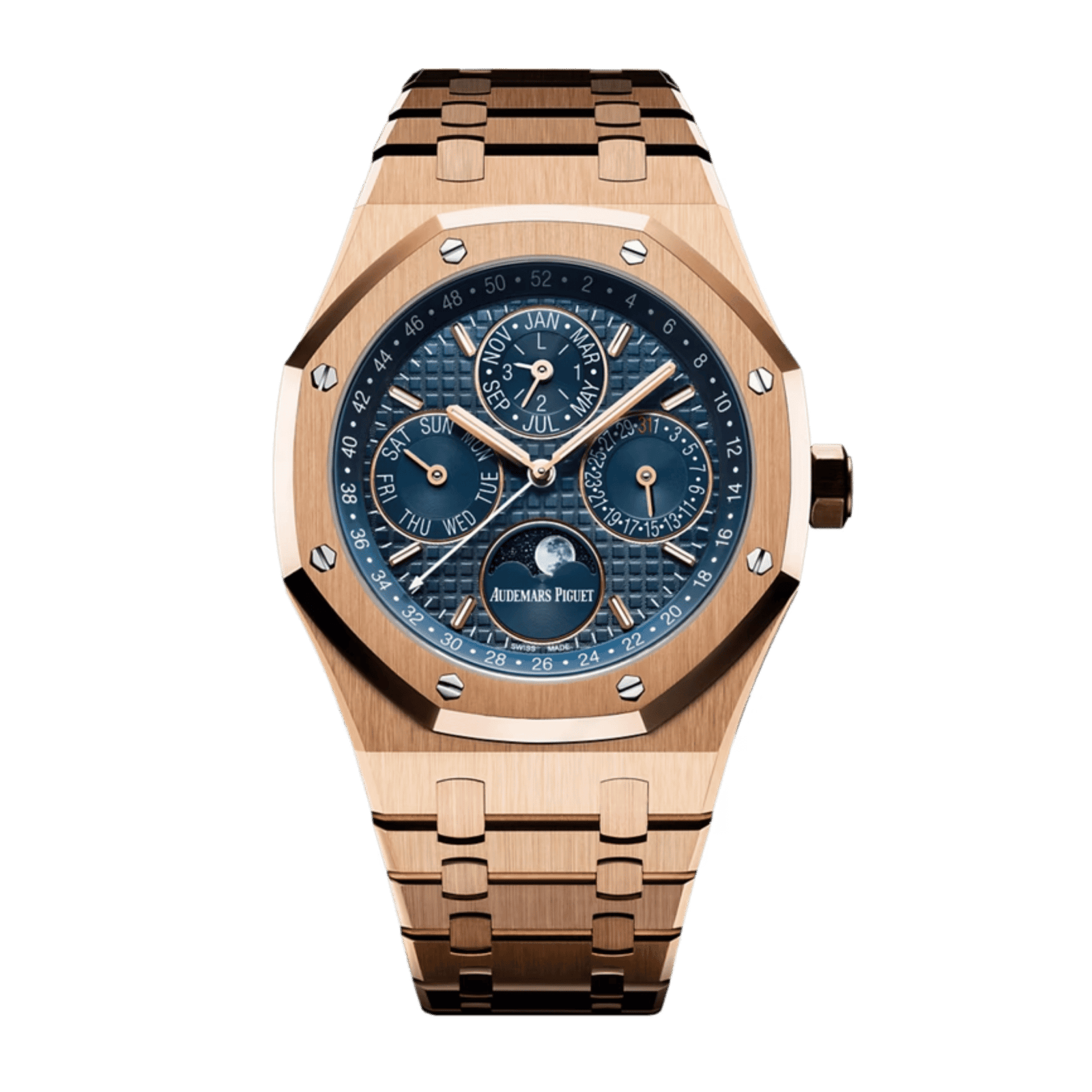 3671b1875daa45d05fbebb91759b9174.png Royal Oak Perpetual Calendar Rose Gold Blue Dial 41mm - Image 1