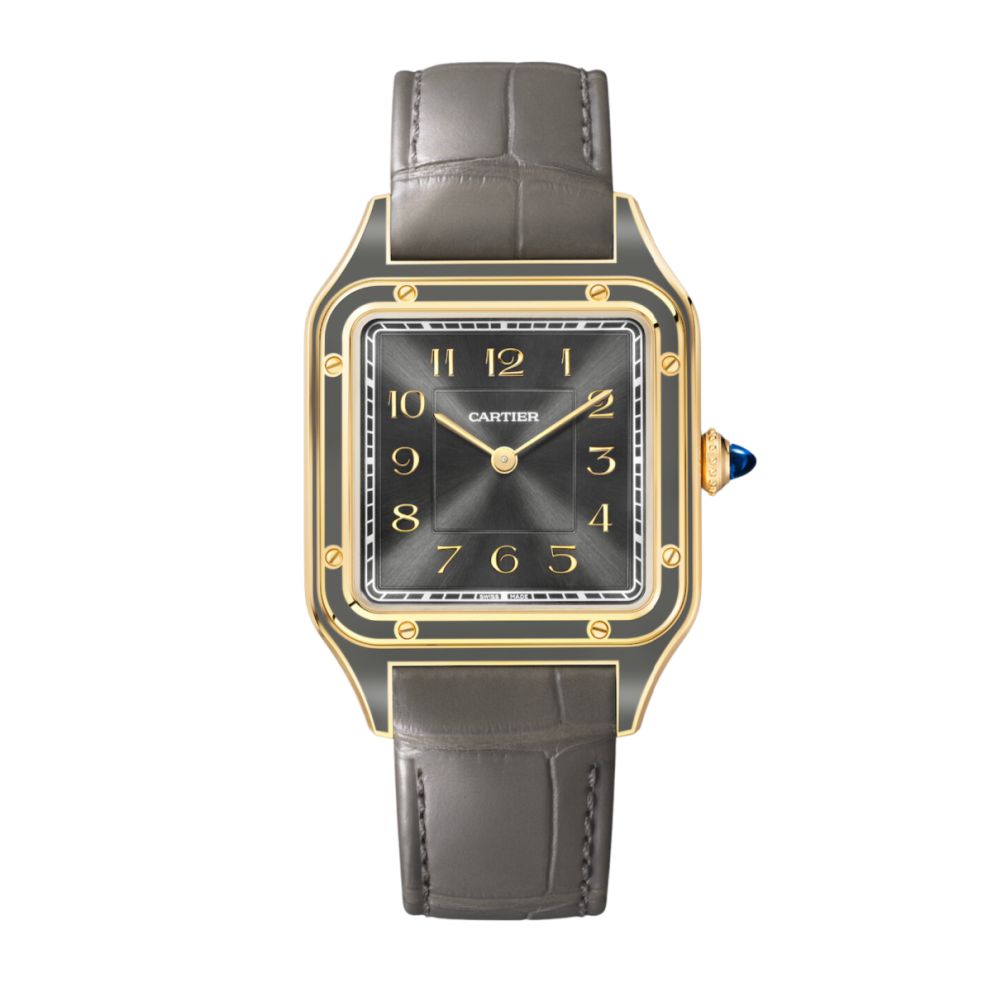 3a0ec3fb291a3298aa29125f3ed94321.webp Santos-Dumont Yellow Gold Taupe Grey Dial Limited Edition 31mm - Image 1