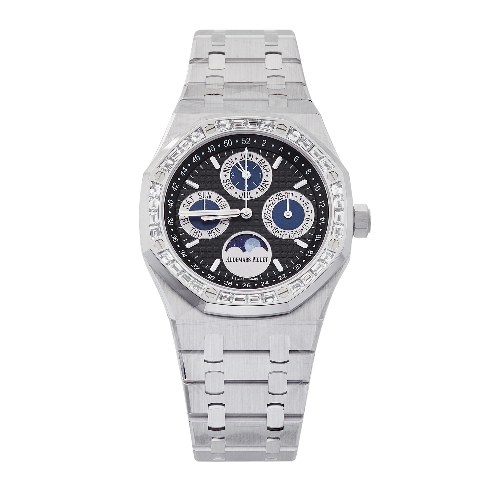 3b523258df40feba9e4eaa7c5f80cdcc.png Royal Oak Perpetual Calendar White Gold Diamond Black Dial 41mm - Image 1