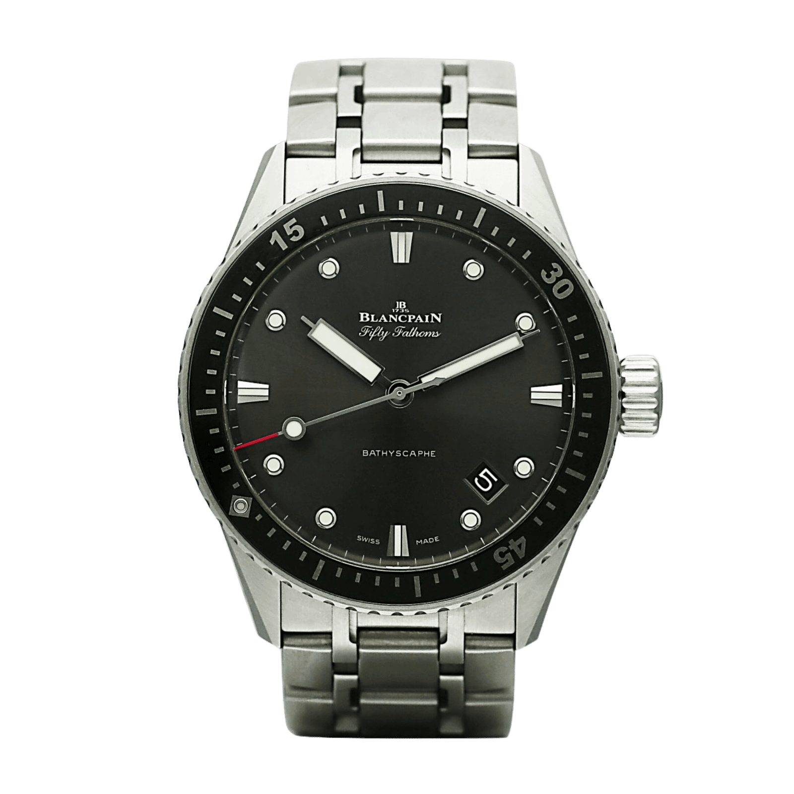 400e3eb356a622f1f43e1d7e49b41e81.png Fifty Fathoms Steel Black Dial 43mm - Image 1