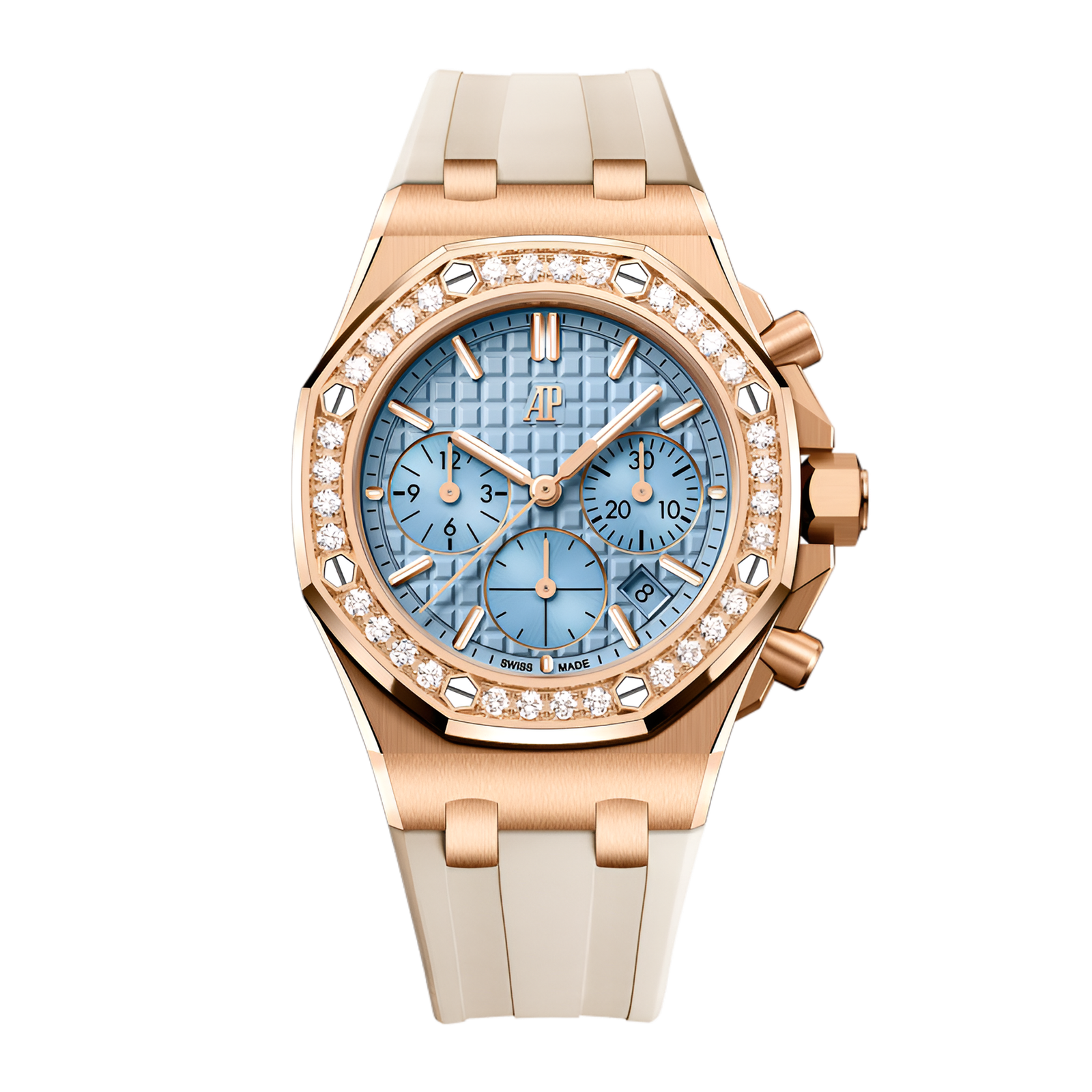 462e3e64037e45a906a90bae32494170.png Royal Oak Offshore Lady Chronograph Rose Gold Diamond Blue Dial 37mm - Image 1