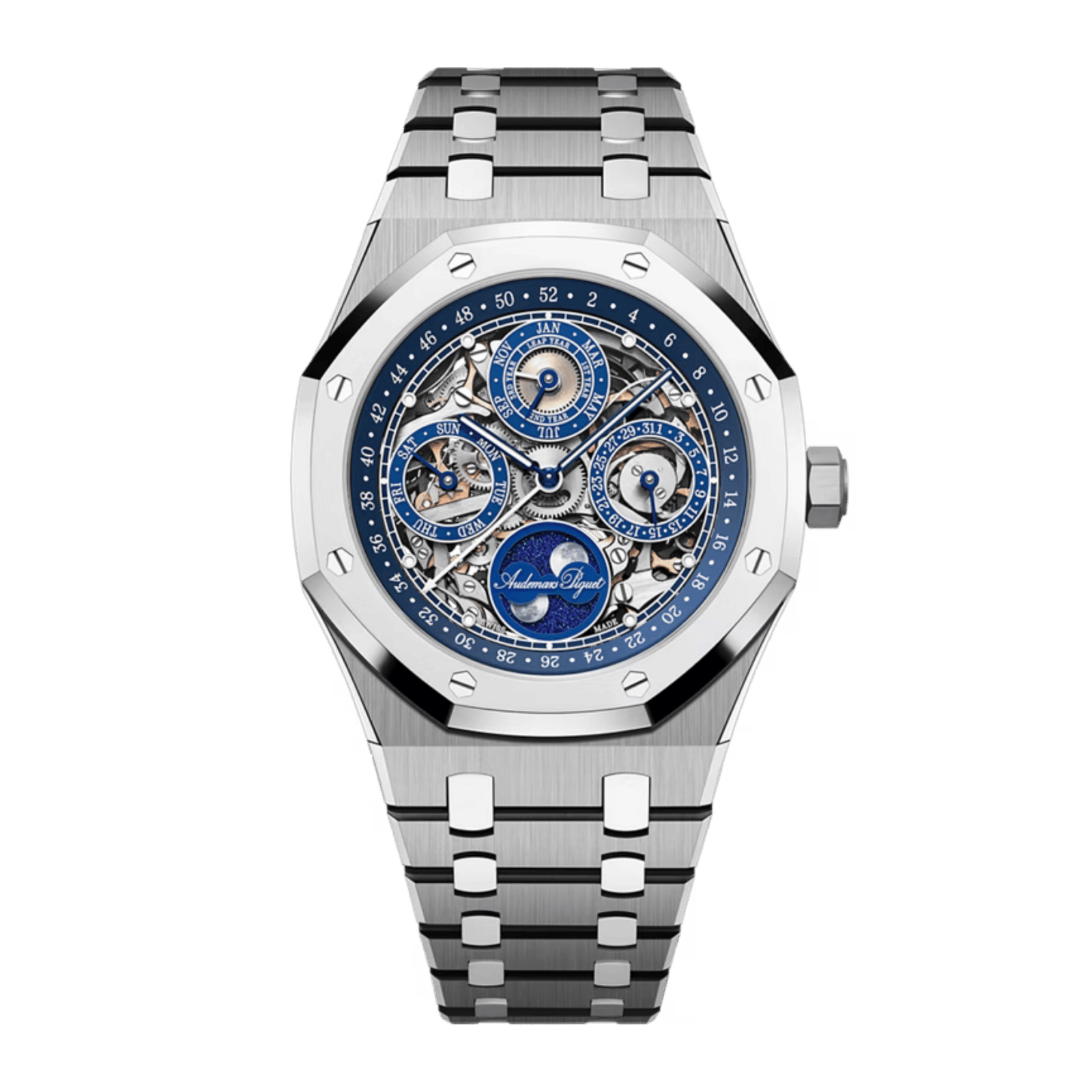 46f0d413b3569efe996f1ea3a2107da6.png Royal Oak Perpetual Calendar "150th Anniversary" Platinum & Titanium Skeleton Dial 41mm - Image 1
