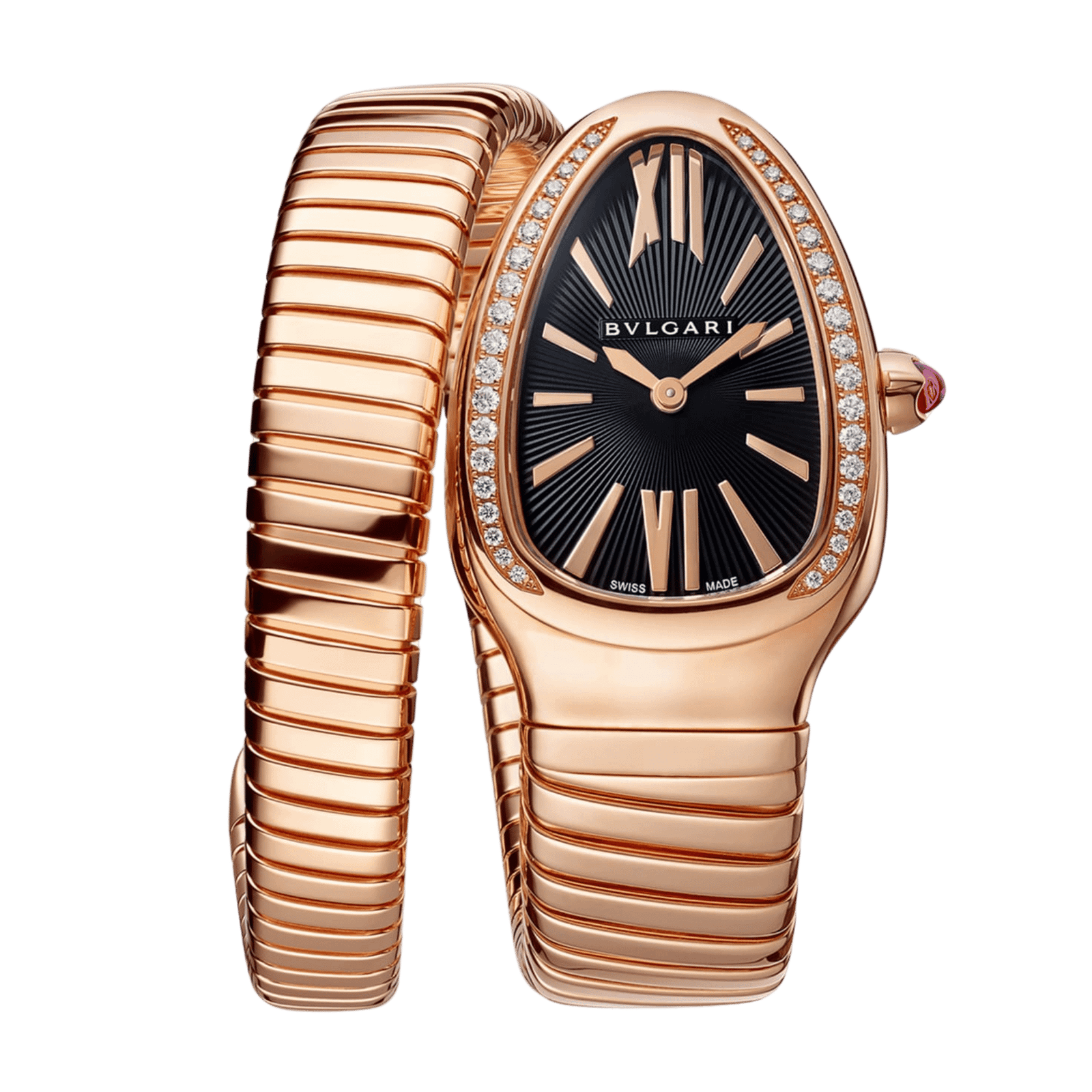 4b62ee87428797114f86a5e9eb55a880.png Serpenti Tubogas Rose Gold Diamond Black Dial 35mm - Image 1