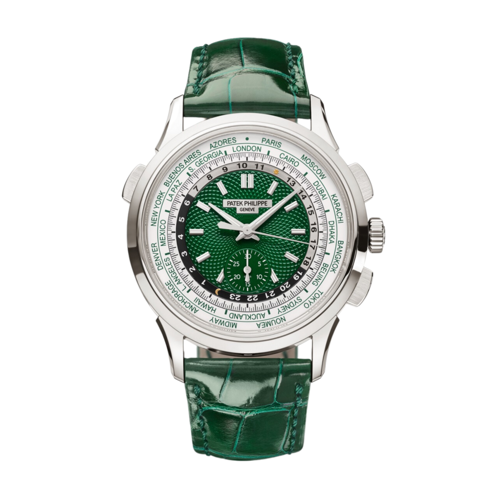4b7e803d37a6321e1710a6f1b2e114c5.png World Time Chronograph Platinum Green Dial 39mm - Image 1