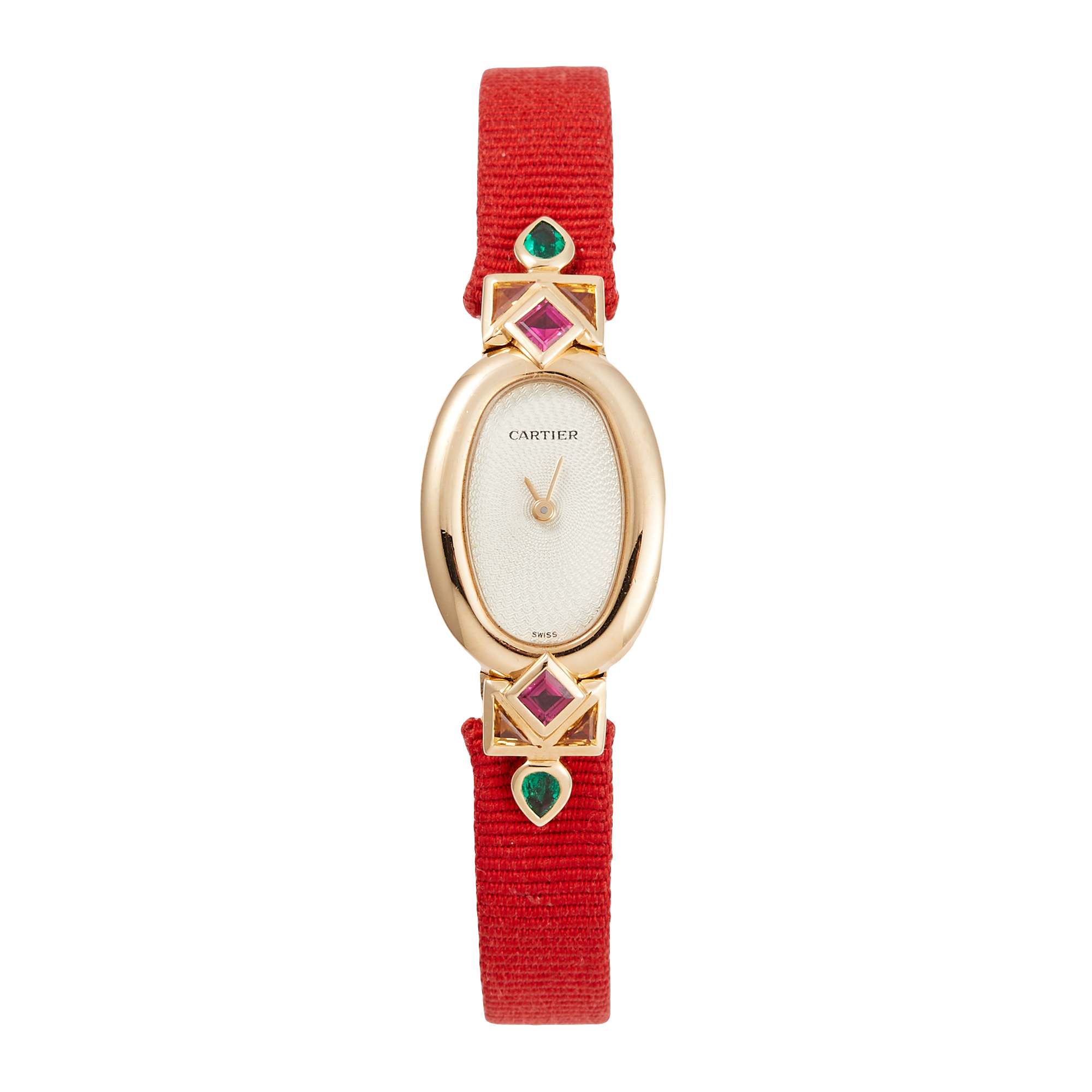 4d3b7e8c3d904d9e192dc6b58cdae1b4.webp Baignoire Mini Yellow Gold Ruby & Emerald White Dial - Image 1