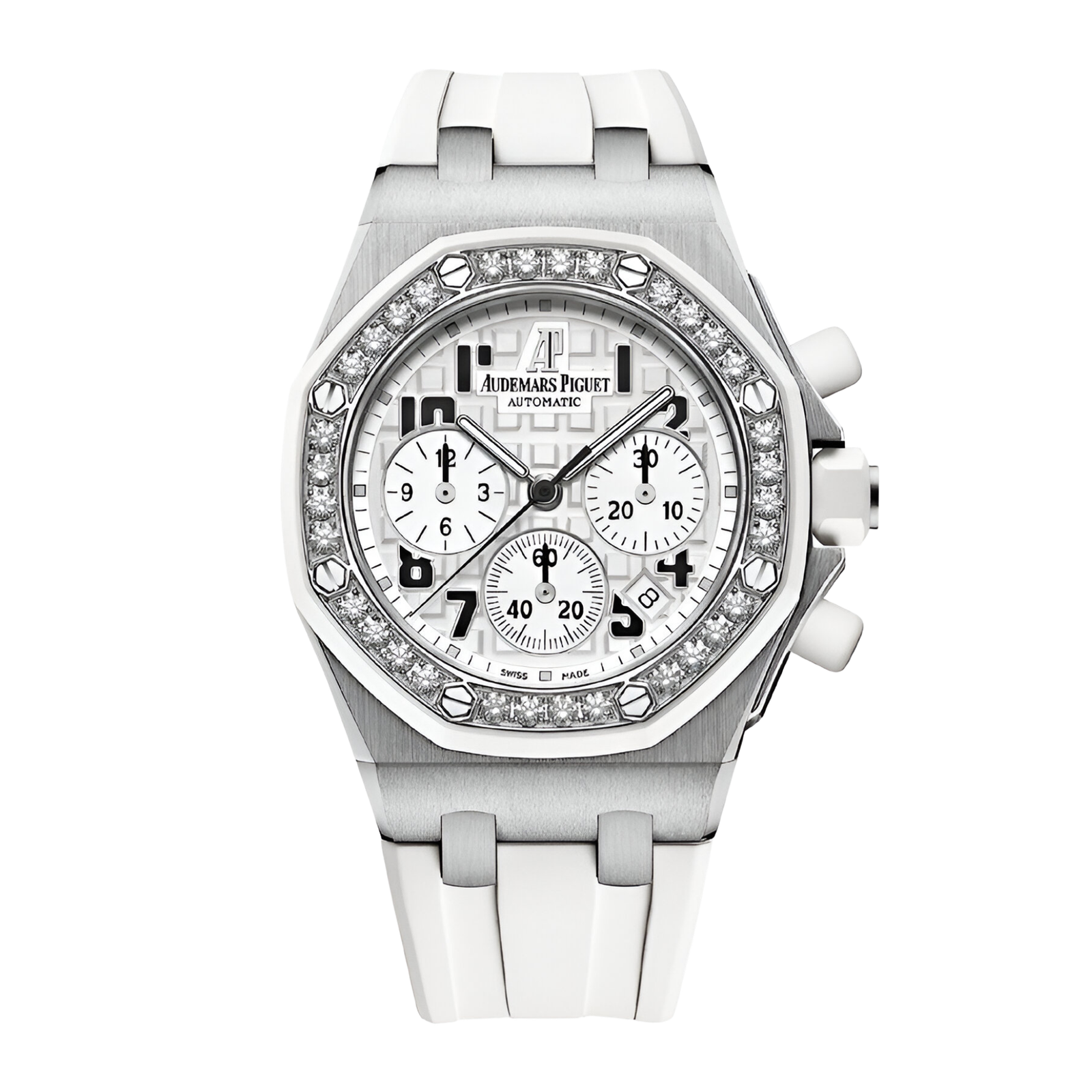 50d9841fb750d6b5dc19ed21b46d4e6d.png Royal Oak Offshore Lady Chronograph Steel Diamond White Dial 37mm - Image 1