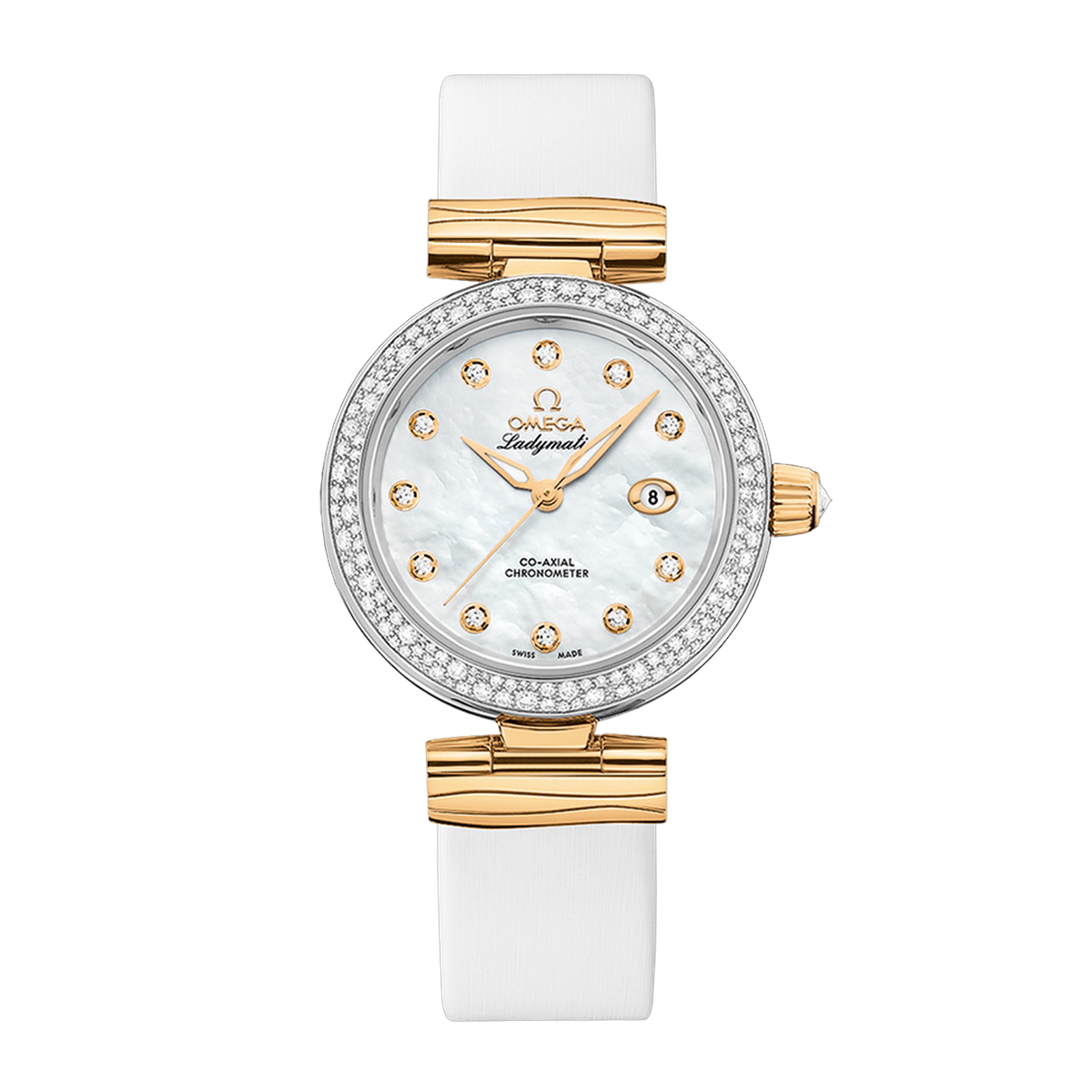 540846bedc1b3867602ae1f1e474297a.png LadyMatic Yellow Gold & Steel Diamond Mother of Pearl Dial 34mm - Image 1