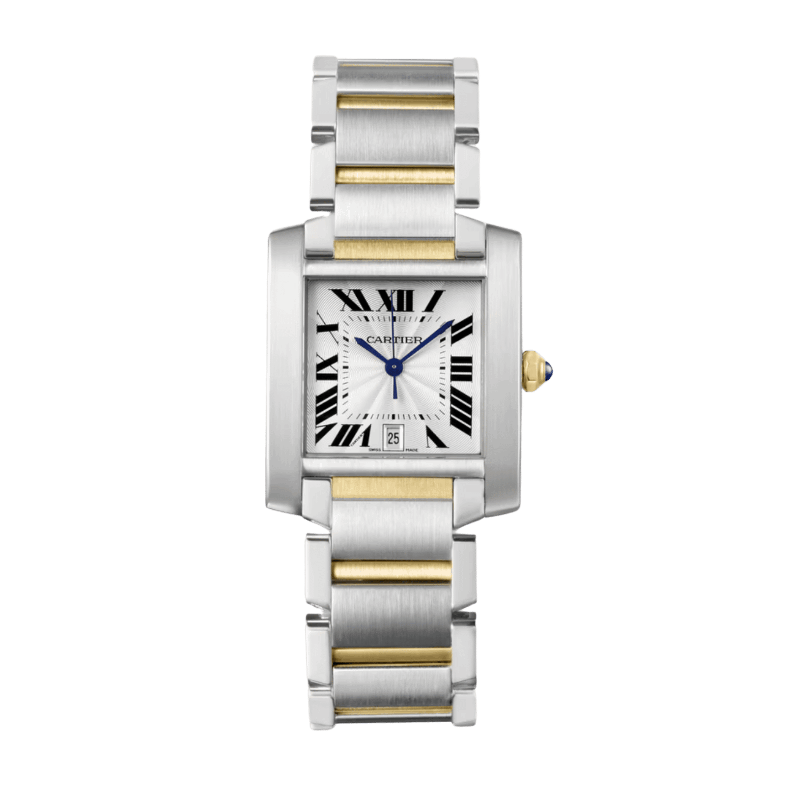 58b81b42669e27171656dea1bd1613ac.png Tank Francaise 20 Yellow Gold & Steel Silver Dial 28mm - Image 1
