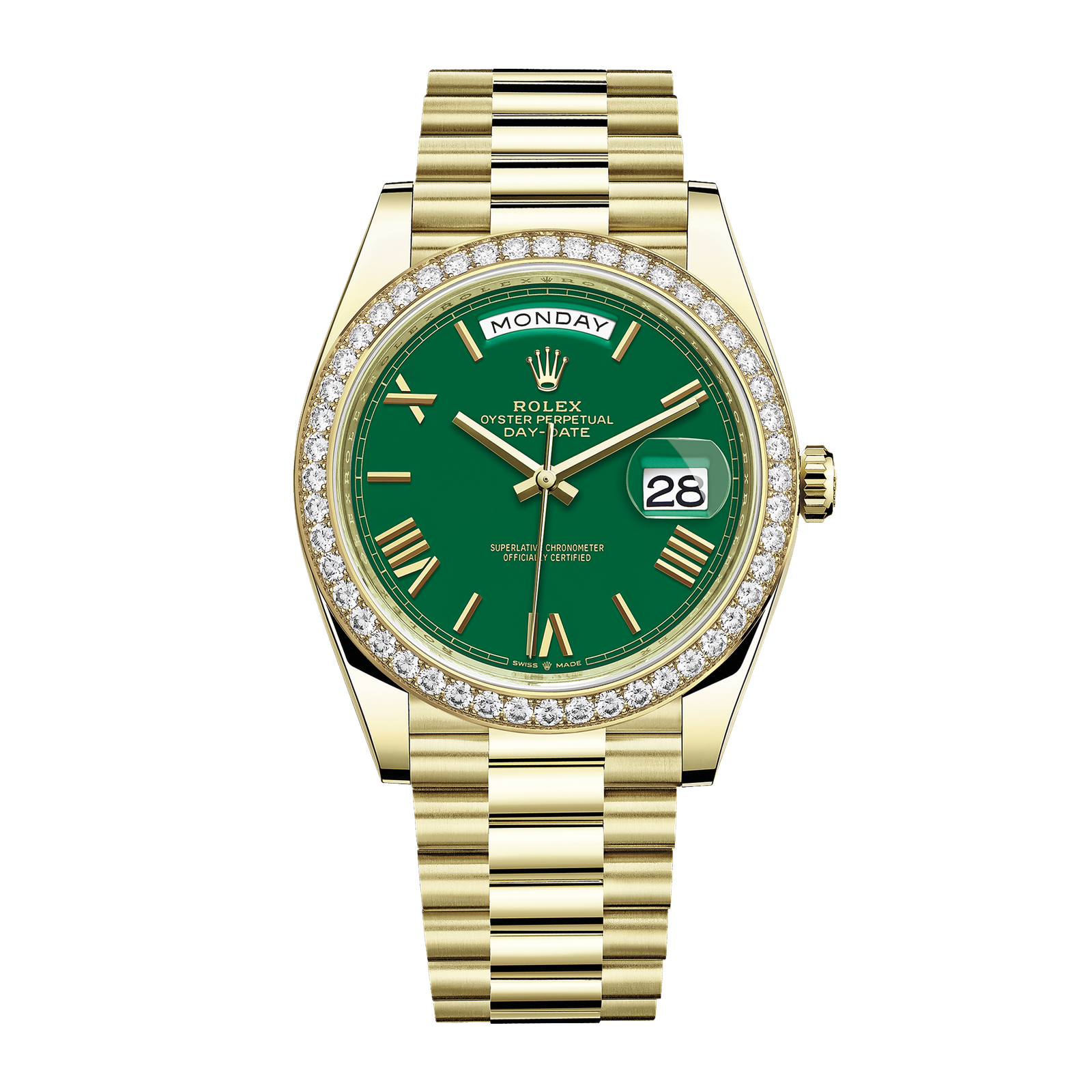 58e5194be33bf68ba4f9617fe9a06a36.png Day-Date Yellow Gold Green Dial 40mm - Image 1