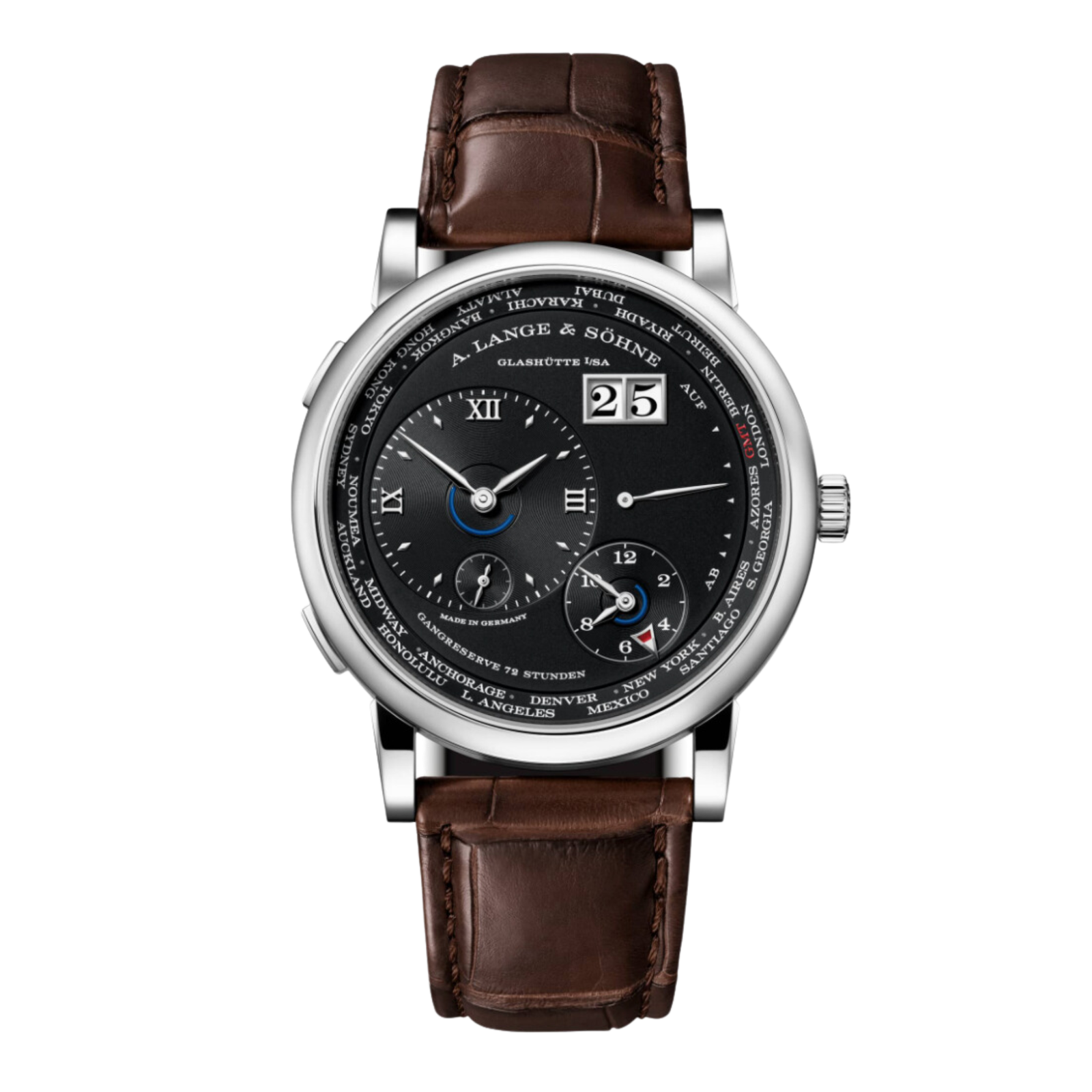 59ffbbce70c15aab07548b1a7292f676.png Lange 1 Time Zone White Gold Black Dial 42mm - Image 1