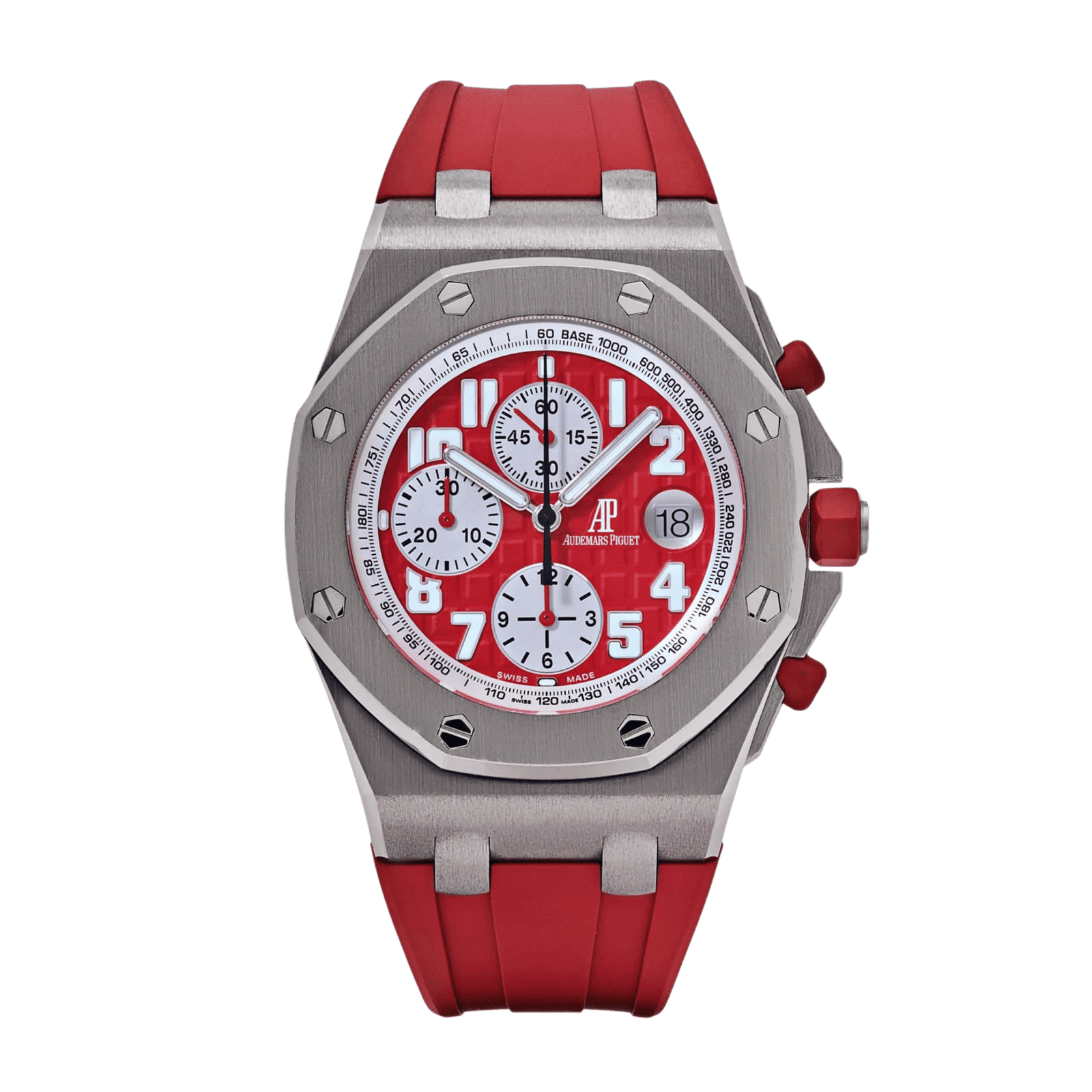 5a1efd1058a15899b5c818b7801f306a.png Royal Oak Offshore Chronograph "Rhone-Fusterie" Steel Red Dial 42mm - Image 1