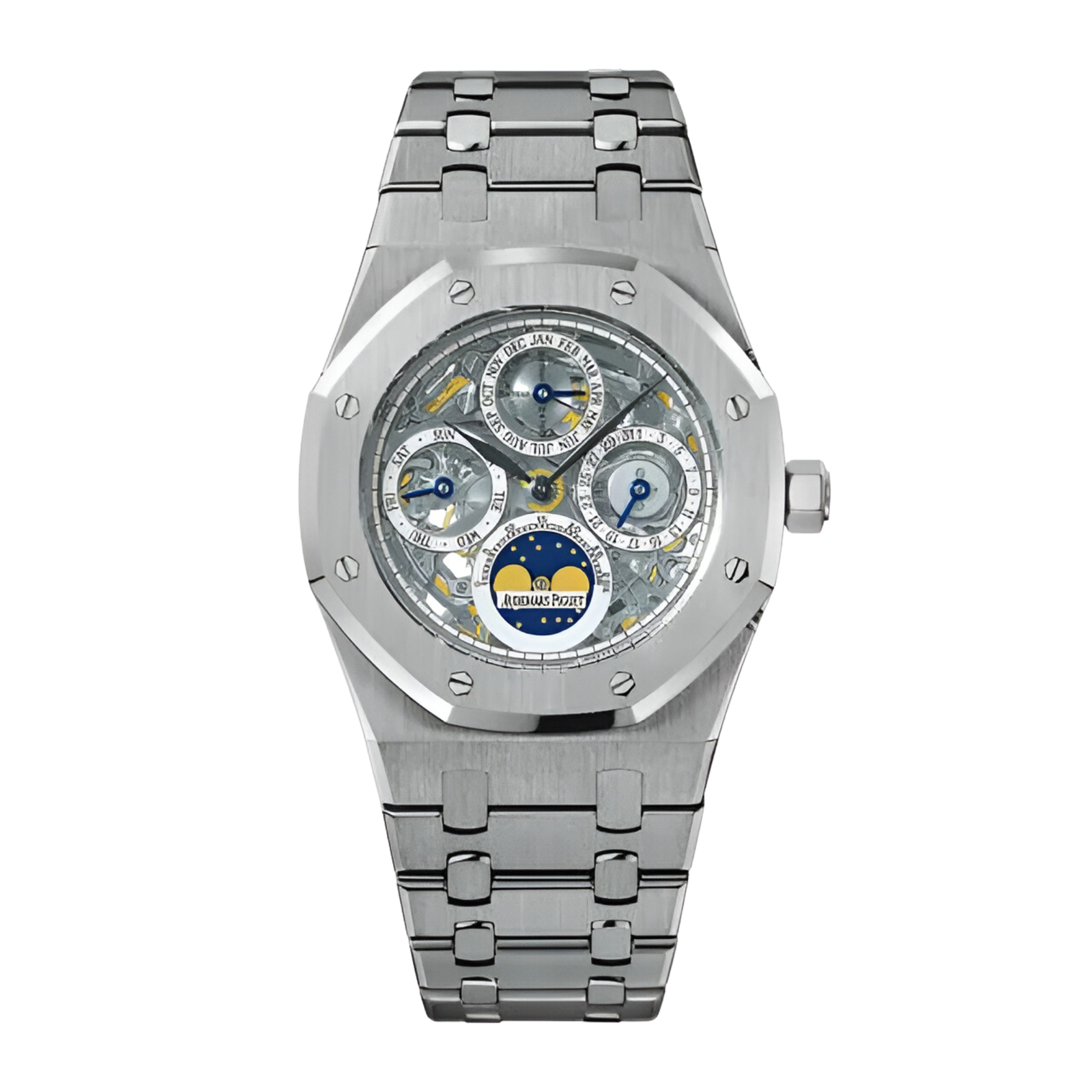 5a94a27185aa0dc62102c7132002bc4a.png Royal Oak Perpetual Calendar Steel Skeleton Dial 39mm - Image 1
