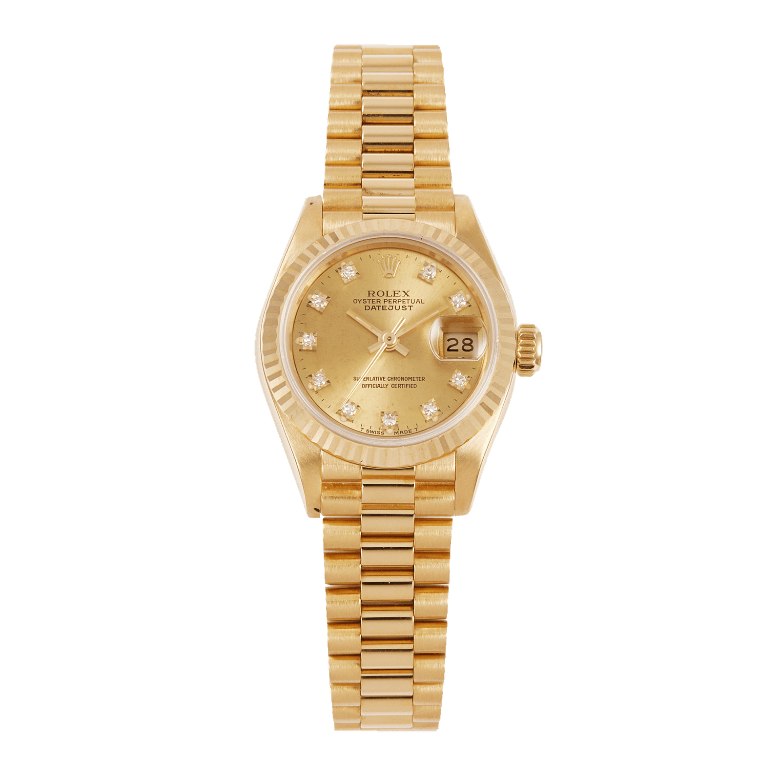 5daf9f12a0afbddc69c1807d7421c8e9.png Vintage Lady-Datejust Yellow Gold Champagne Dial 28mm - Image 1