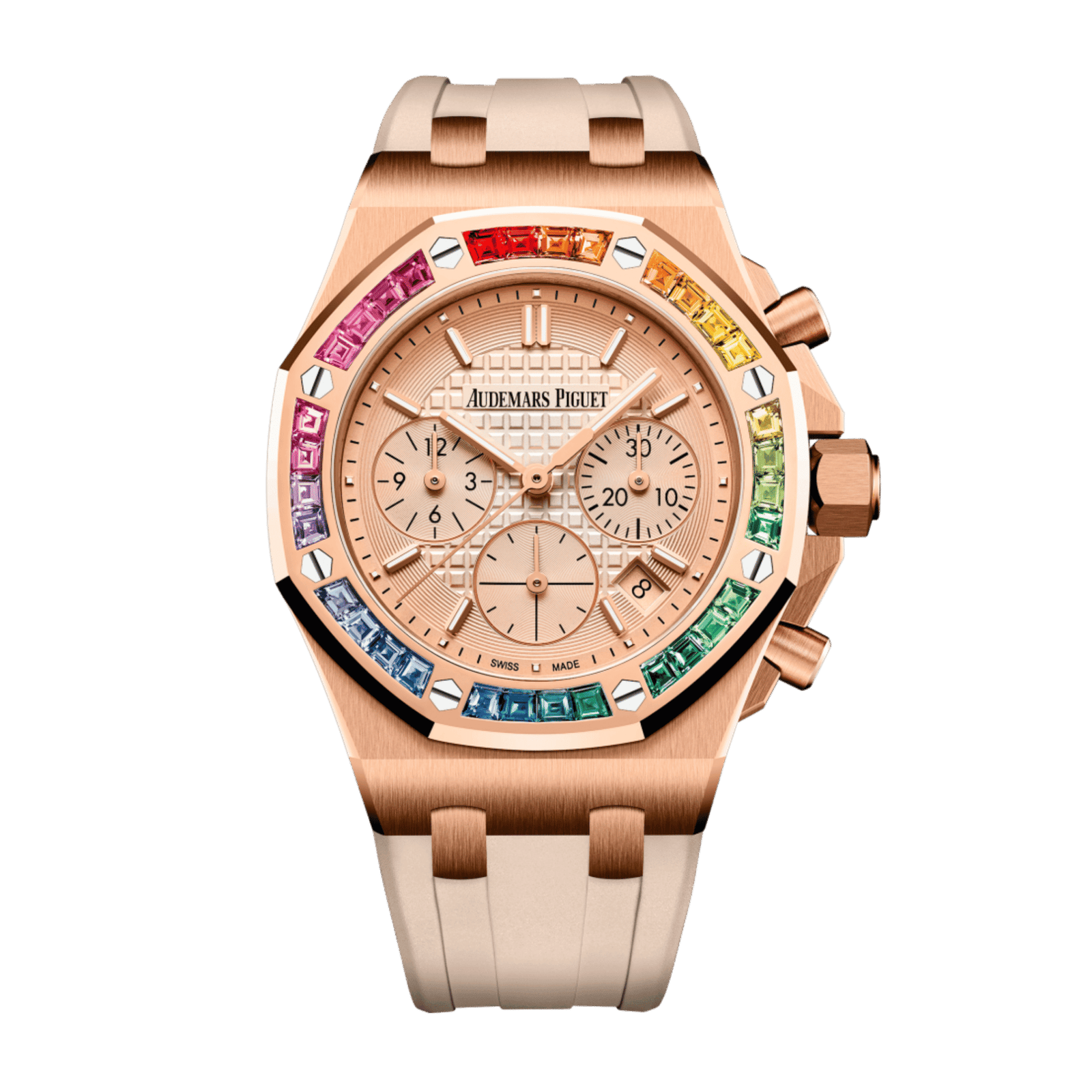5f40a925cc521fda2fcc3b35f0aca92f.png Royal Oak Offshore Lady Rose Gold Rainbow Pink Dial 37mm - Image 1