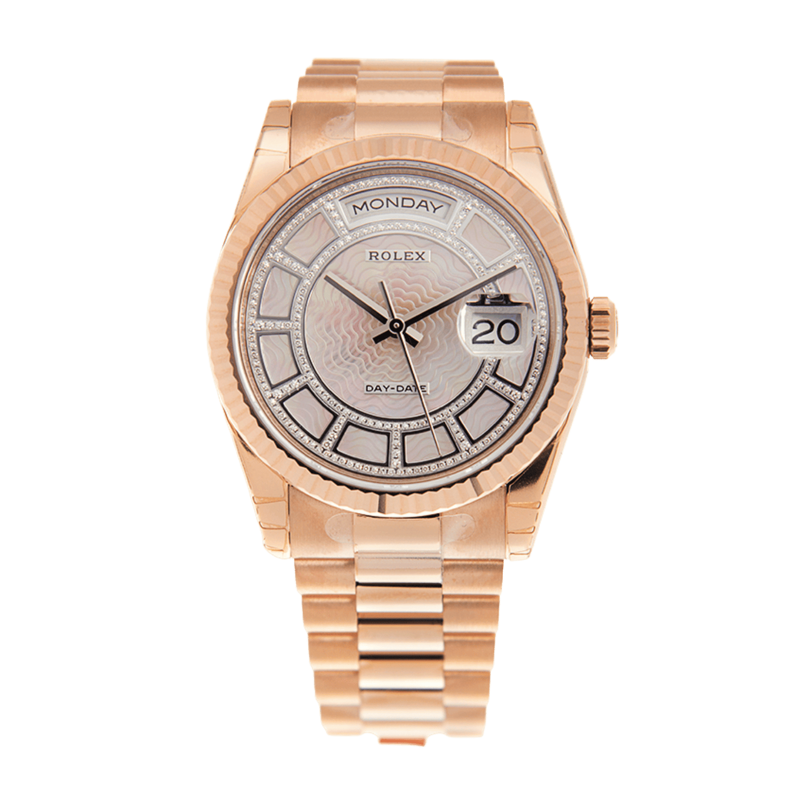 61a7f4b867b4a9d0958e8224f0c9d61f.png Day-Date Rose Gold Mother of Pearl Dial 36mm - Image 1