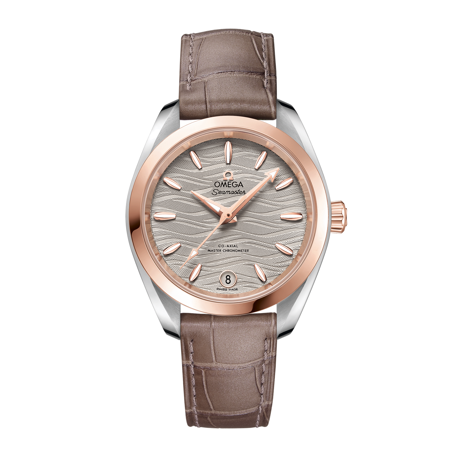 628efd951fa32f40c9dc812fa750474e.png Aqua Terra Rose Gold & Steel Grey Waves Dial 34mm - Image 1