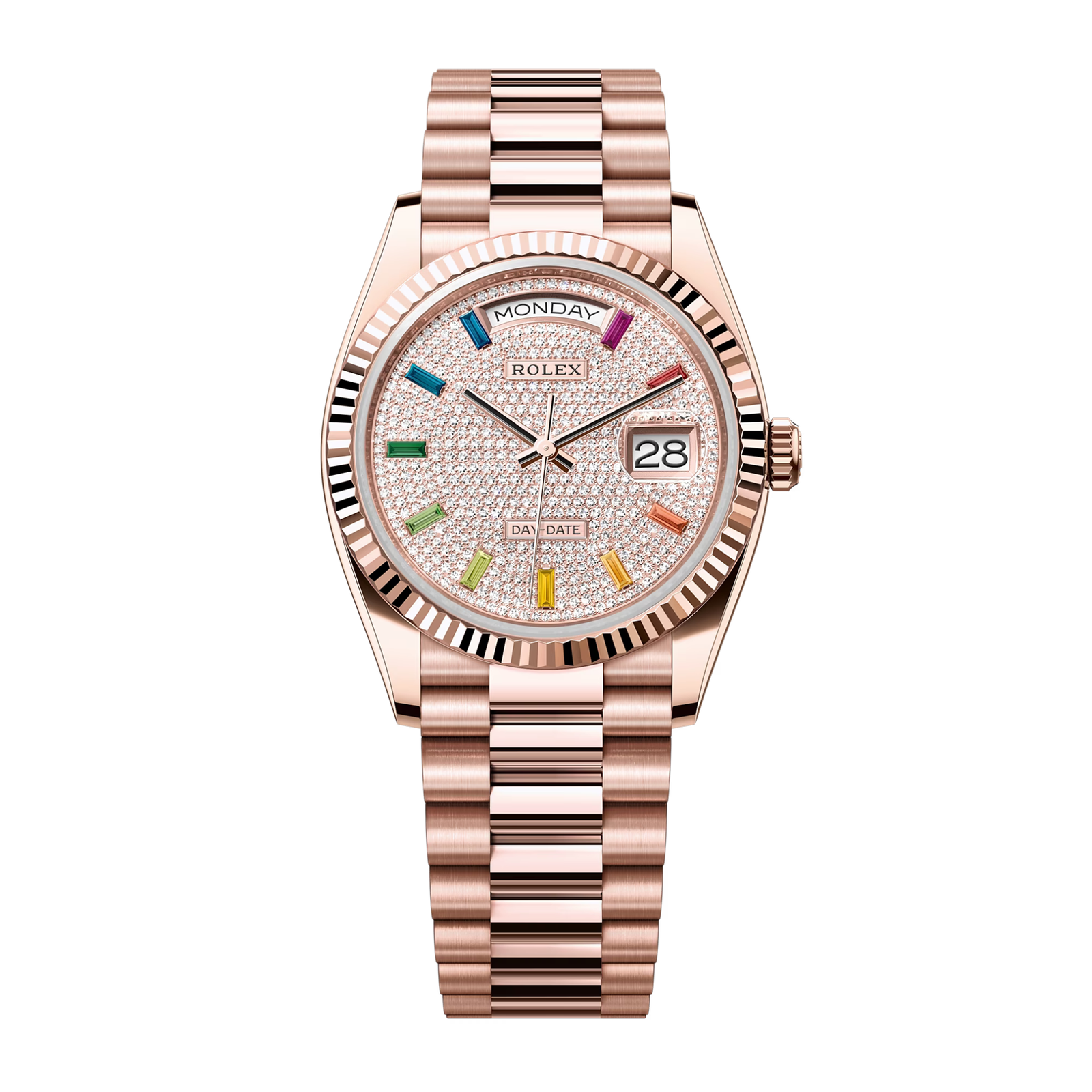652f12c0f3b459b8ec51d164f90714e6.png Day-Date Rose Gold Pave Dial 36mm - Image 1