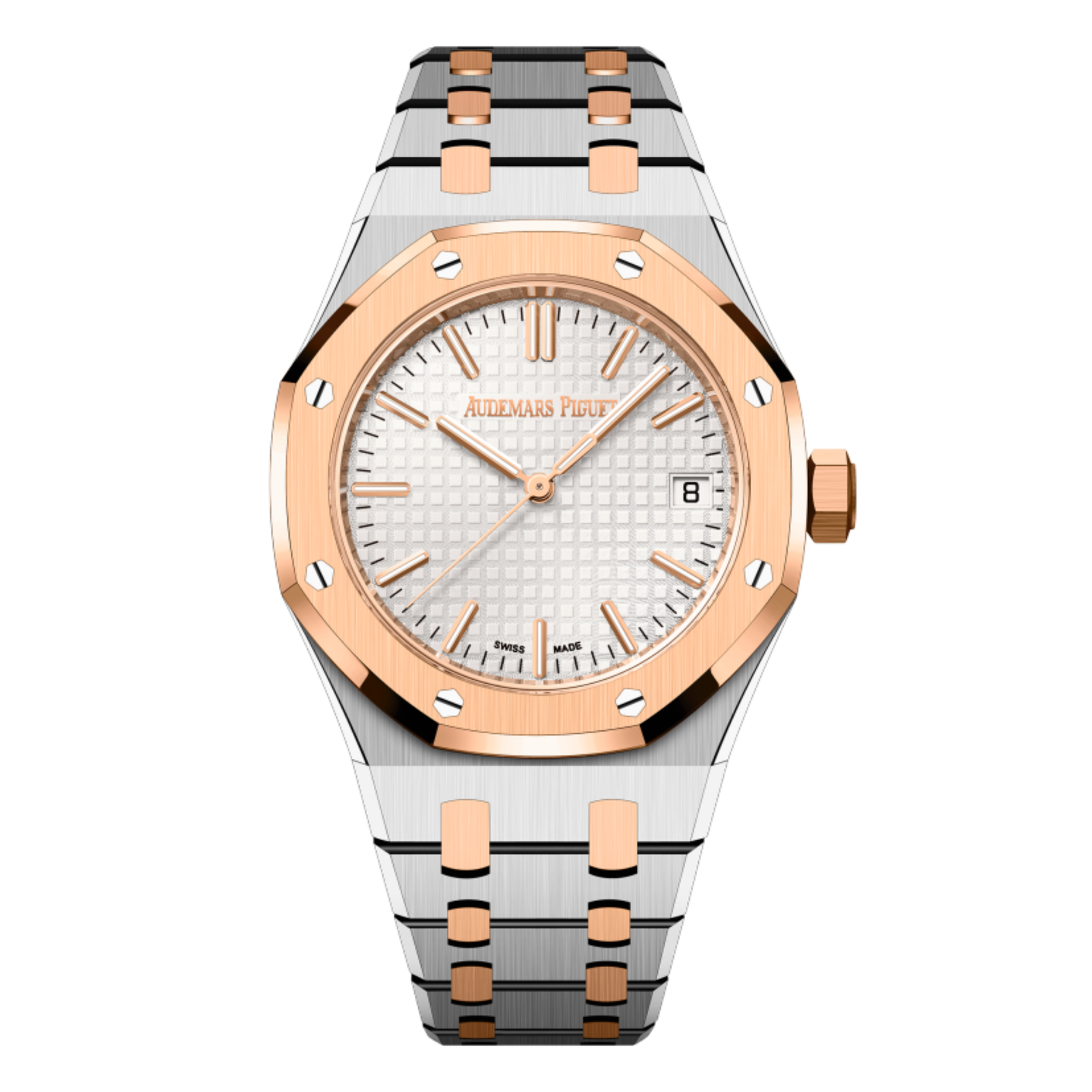 68af38f0b89798ffb9a7b2b0699b3d64.png Royal Oak Selfwinding "50th Anniversary" Rose Gold & Steel Silver Dial 37mm - Image 1