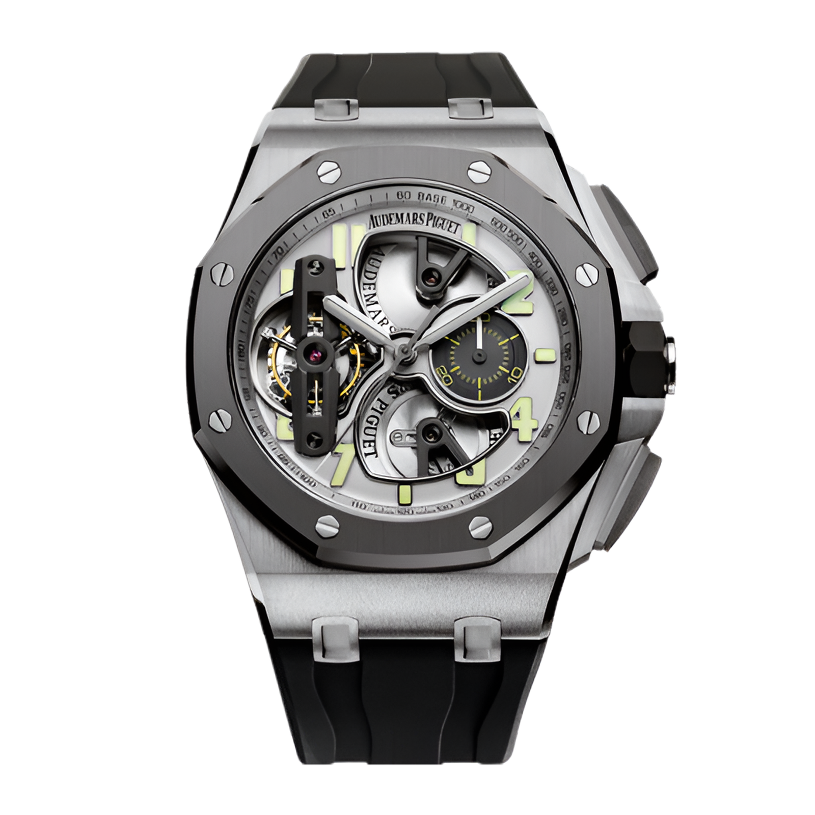 6a6f1bb414307dfb2b4ceb7ddab34580.png Royal Oak Offshore Tourbillon Chronograph Titanium Silver Dial 44mm - Image 1